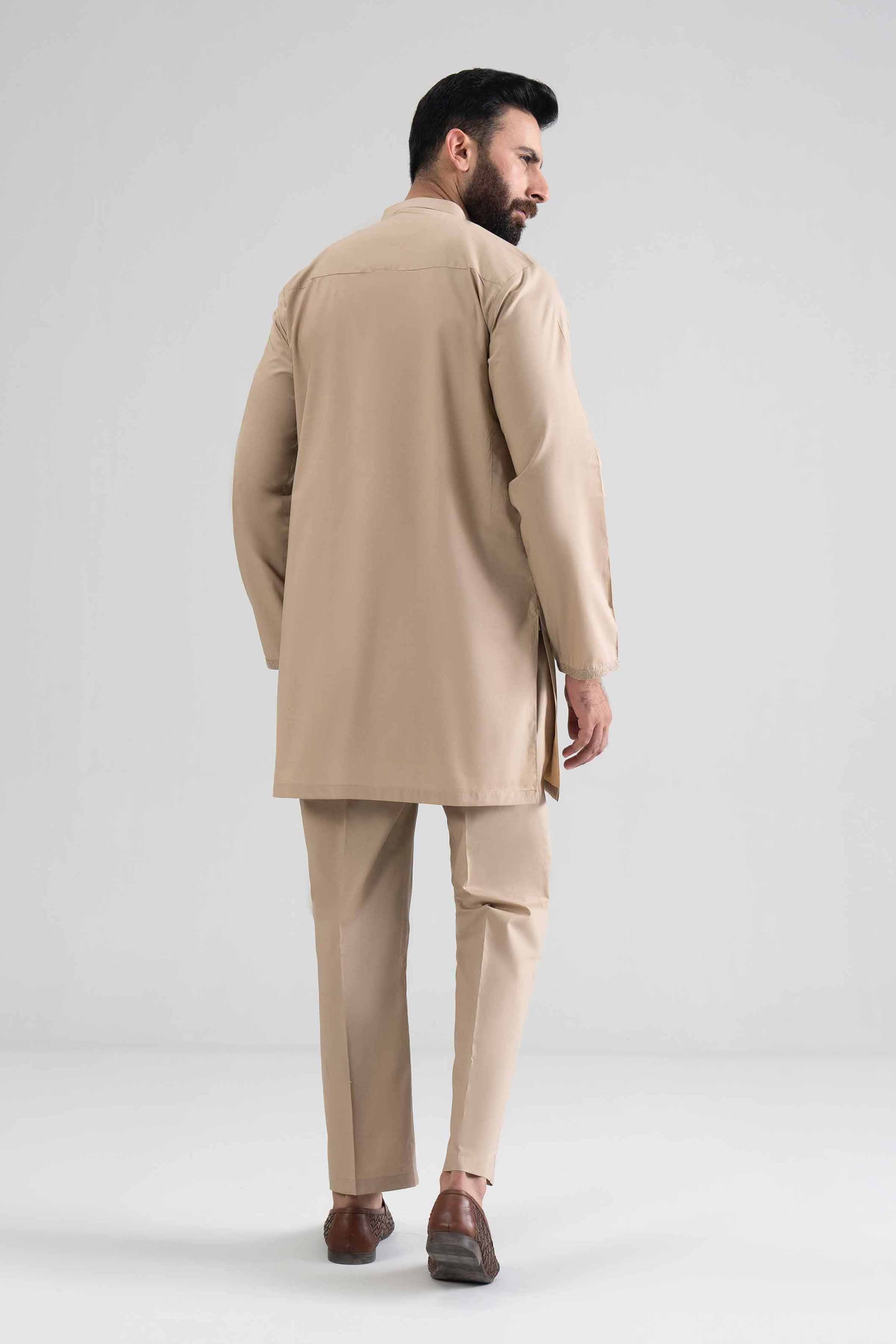 4 Piece - Embroidered Suit - NQ26-003 Ready To Wear Beige Cotton 2PC Embroidered