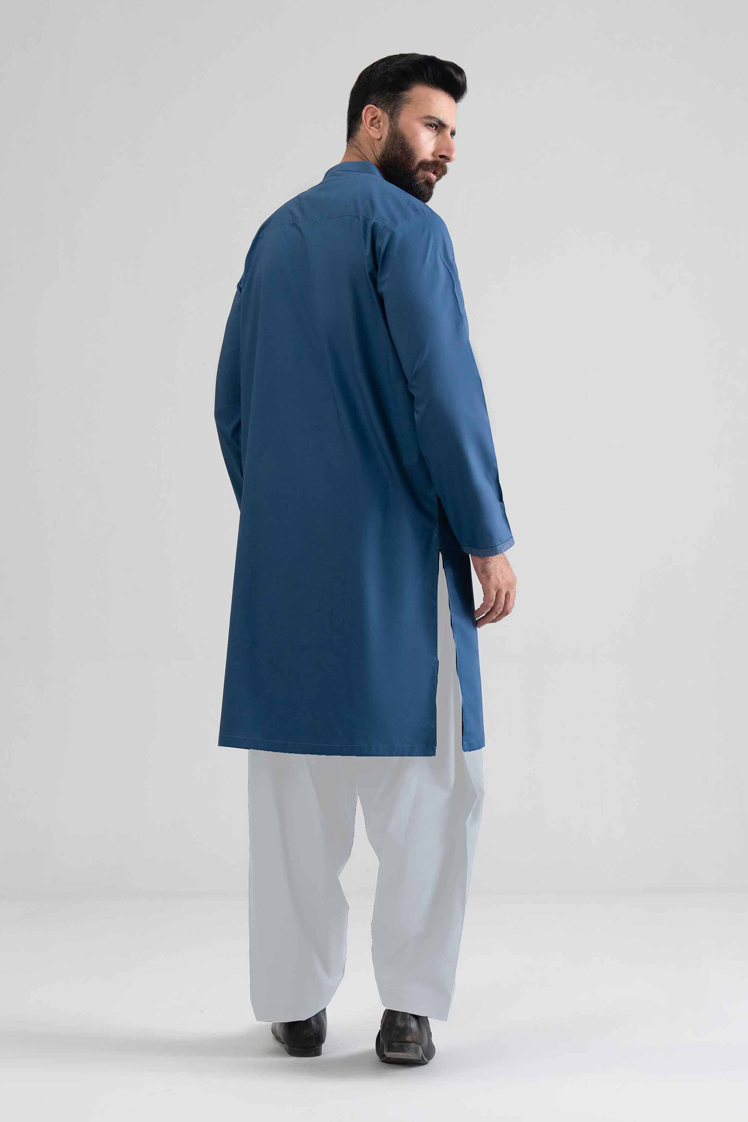 6 Piece - Embroidered Suit - NQ26-004 Ready To Wear Blue Cotton 2PC Embroidered