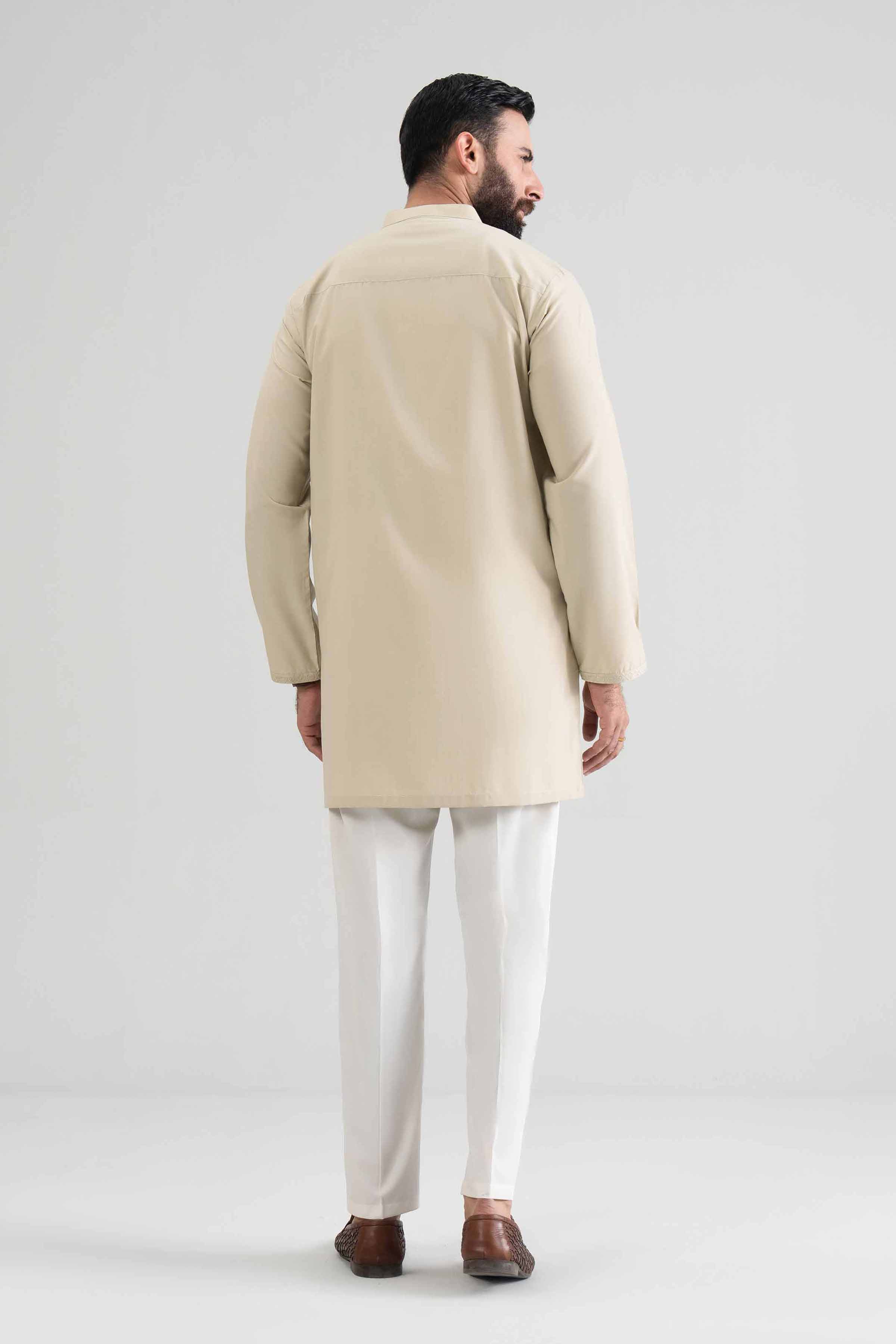 Embroidered Kurta - NQ26-009 Ready To Wear Beige Blended 1PC Embroidered