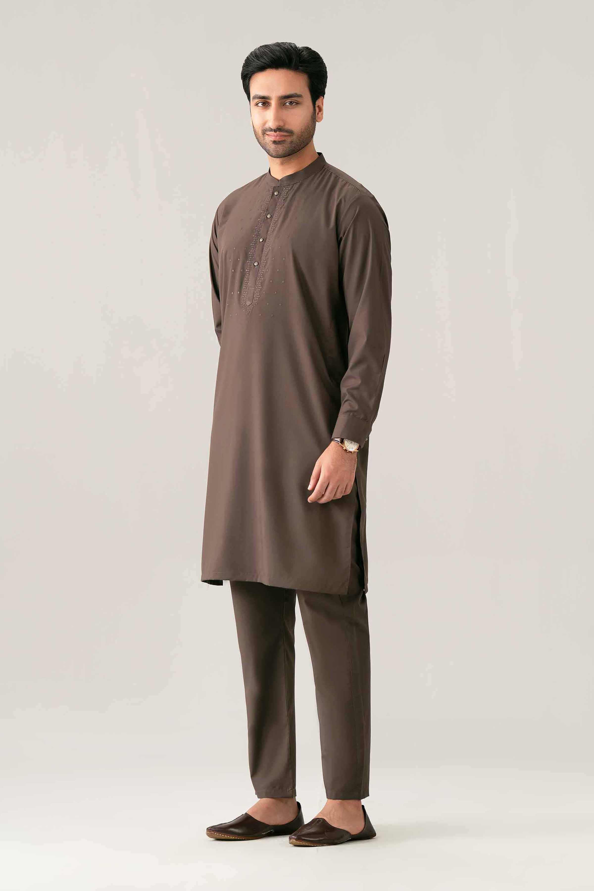 2 Piece - Embroidered Suit - NQ26-014 Brown PV 2 Pieces Embroidered