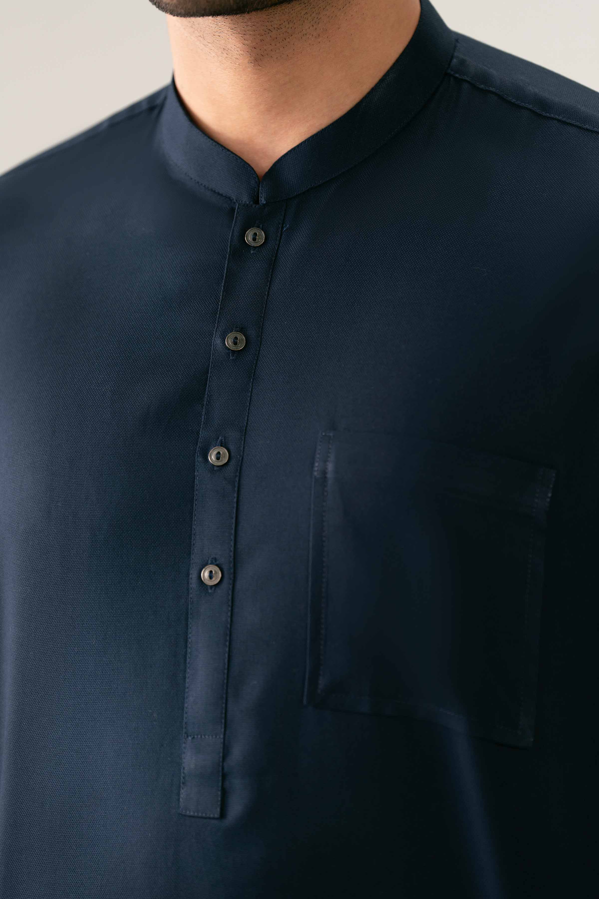 Solid Kurta - NQ26-023 Blue Cotton 1 Piece Solids