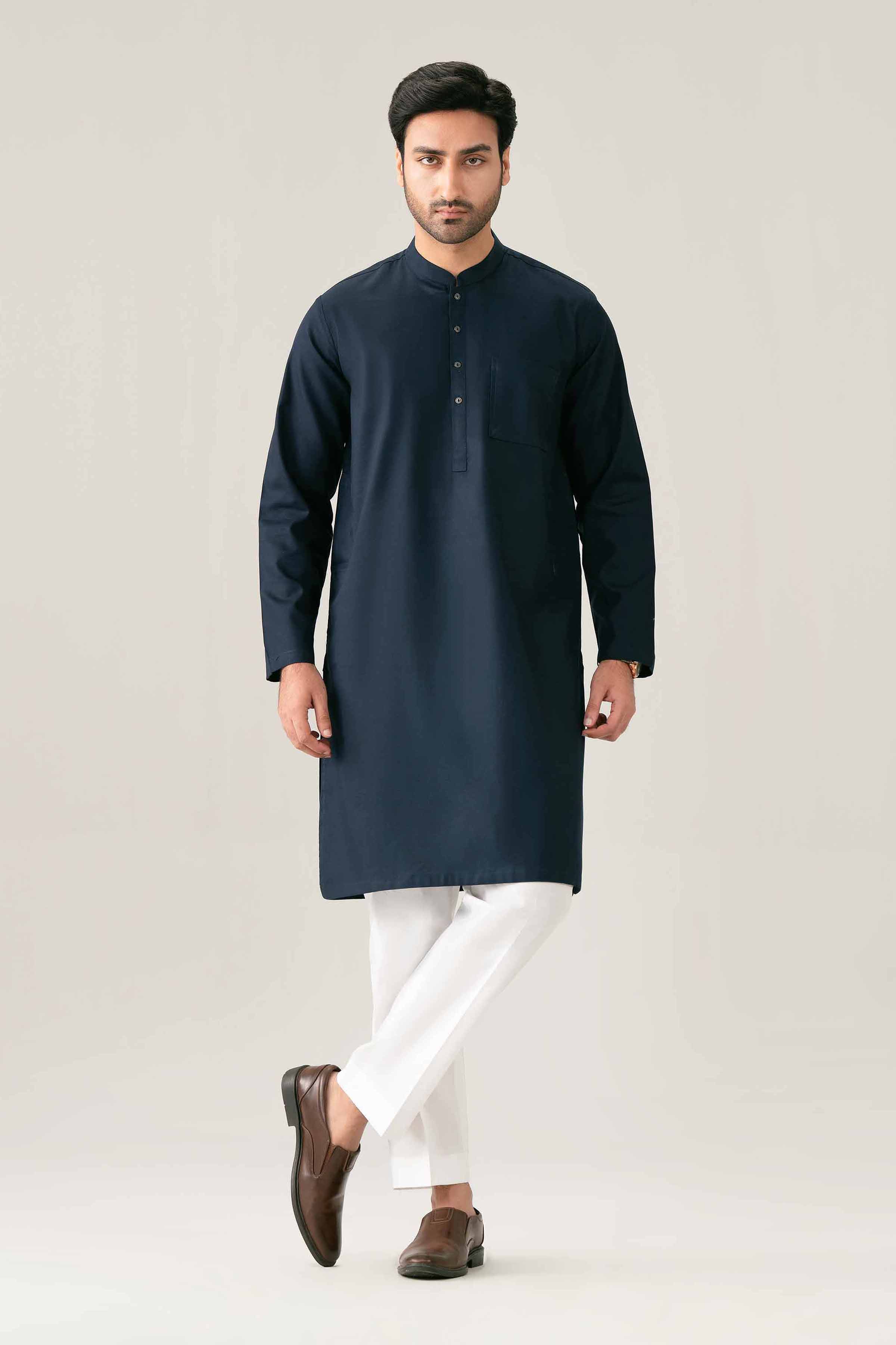 Solid Kurta - NQ26-023 Blue Cotton 1 Piece Solids