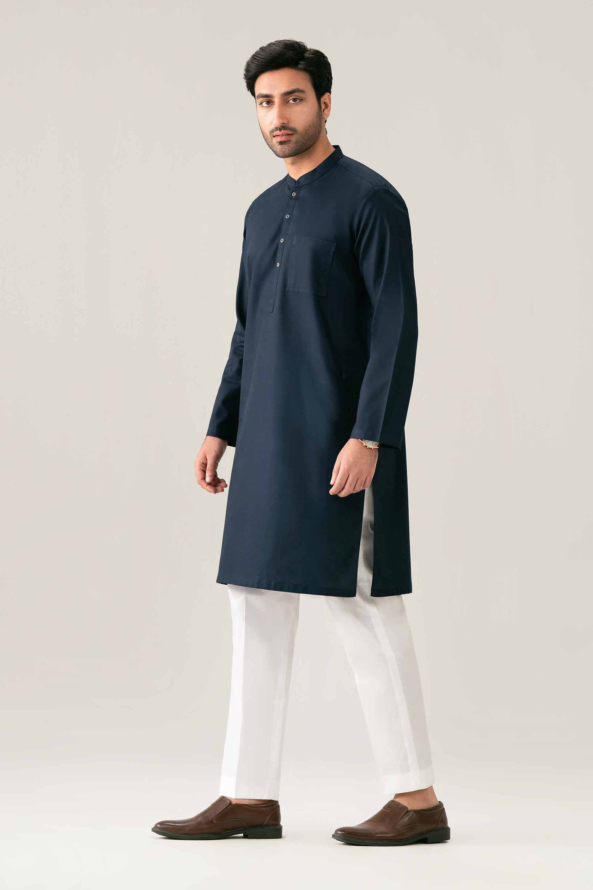 Solid Kurta - NQ26-023 Blue Cotton 1 Piece Solids