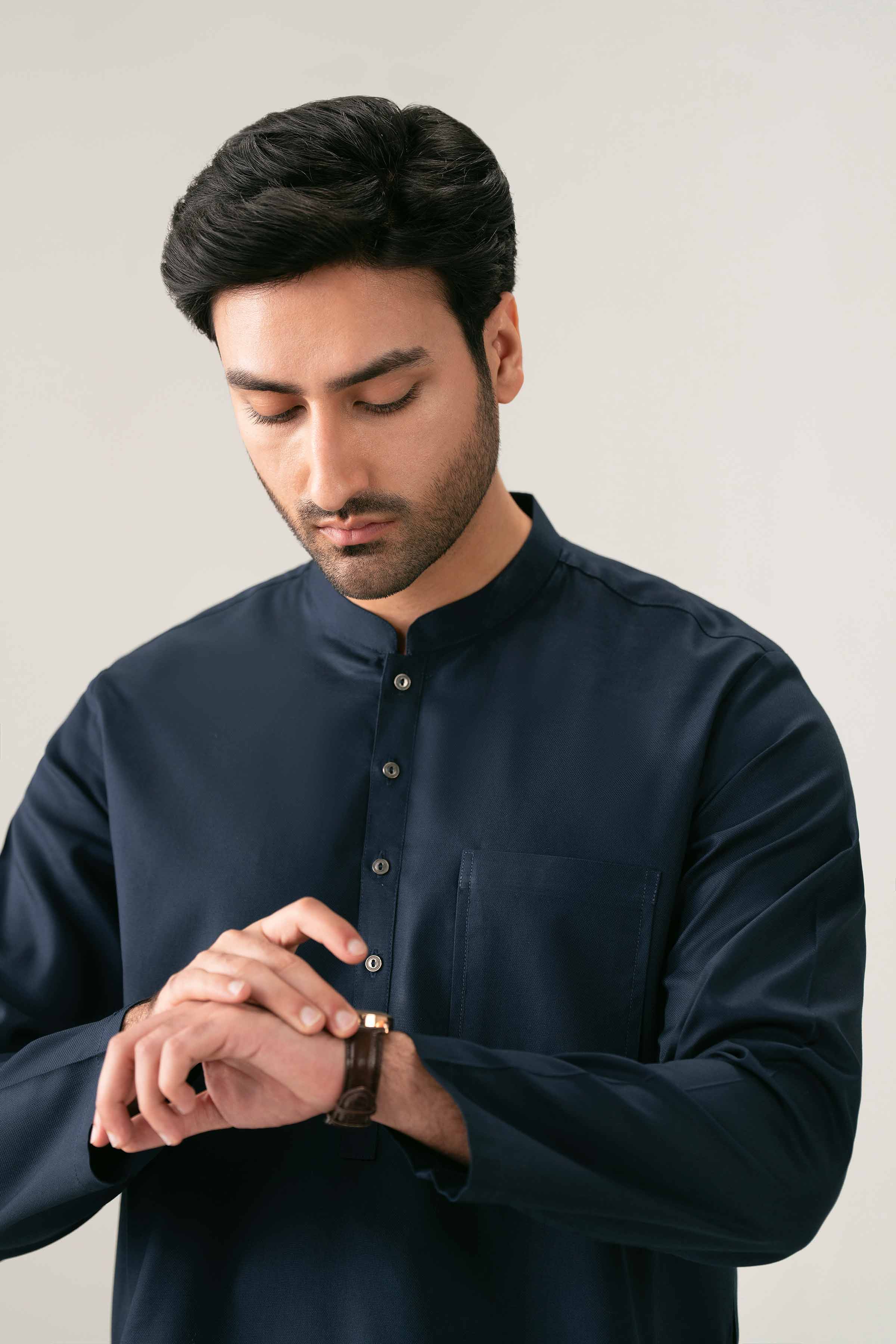 Solid Kurta - NQ26-023 Blue Cotton 1 Piece Solids