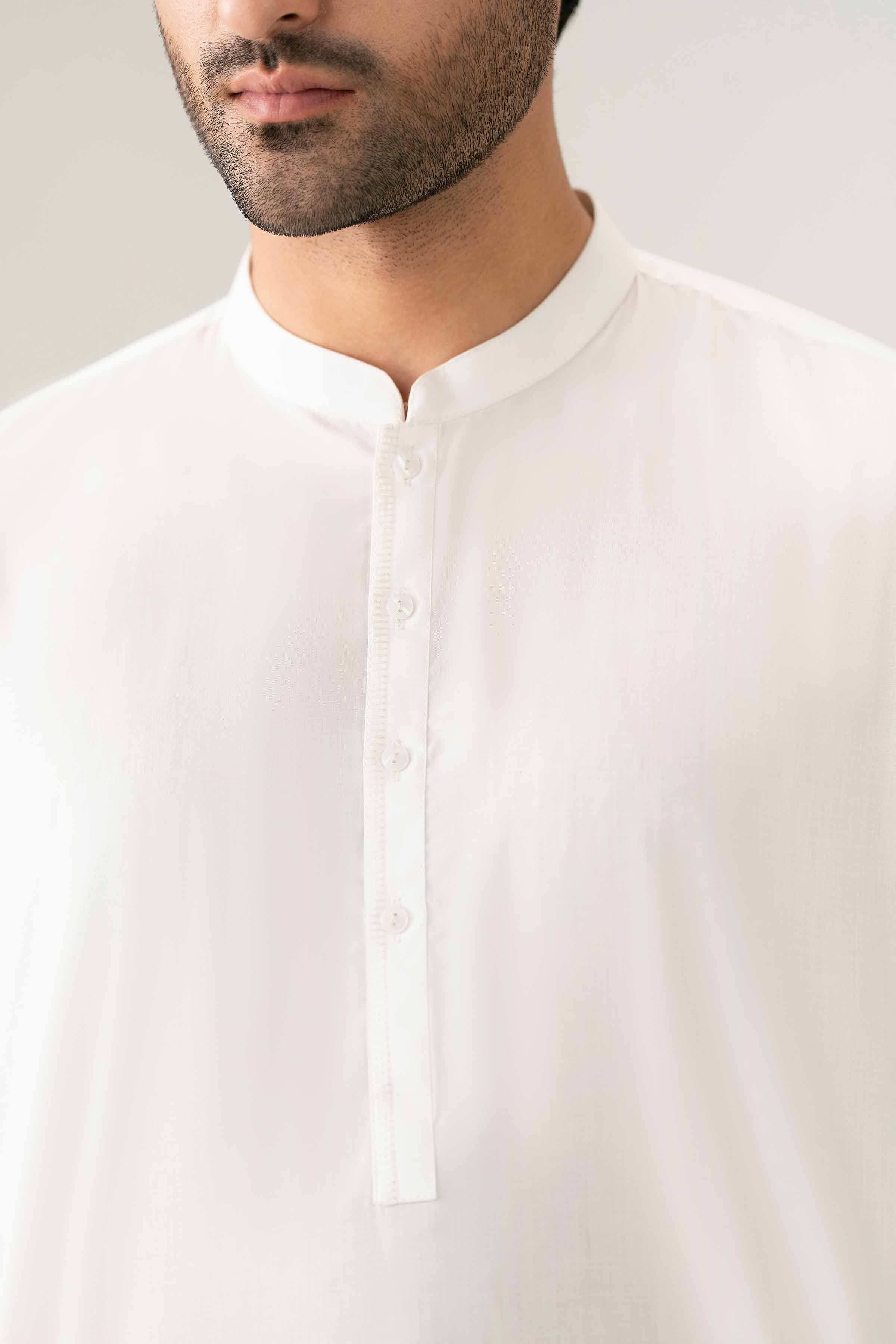 Embroidered Kurta - NQ26-024 White PV 1 Piece Embroidered
