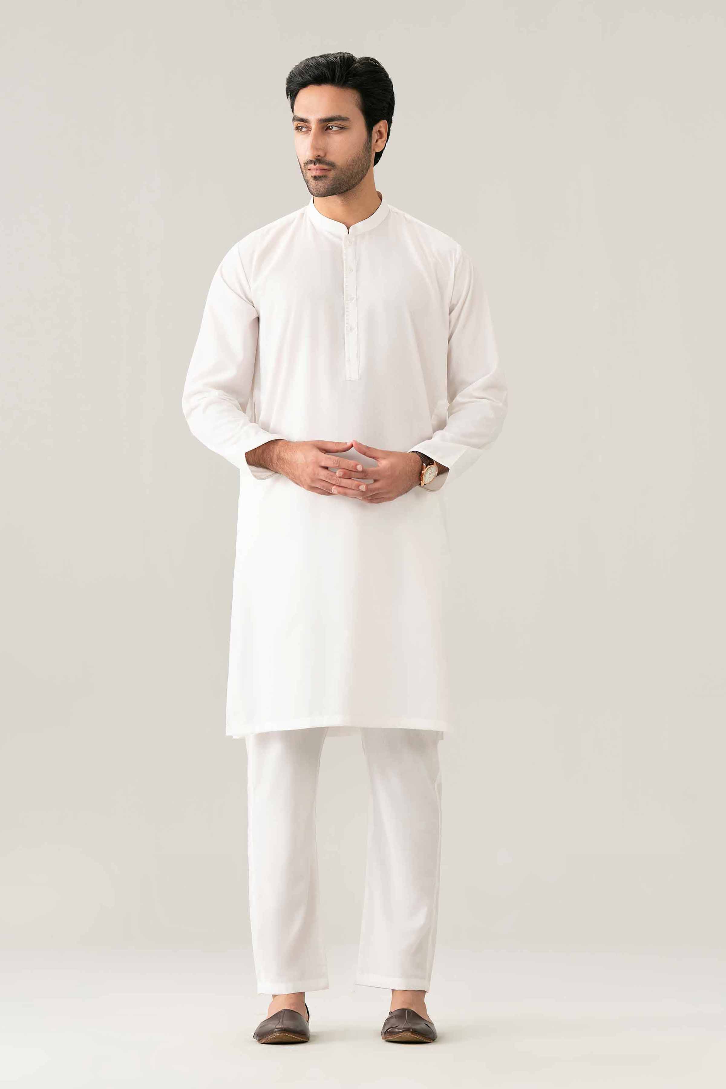 Embroidered Kurta - NQ26-024 White PV 1 Piece Embroidered