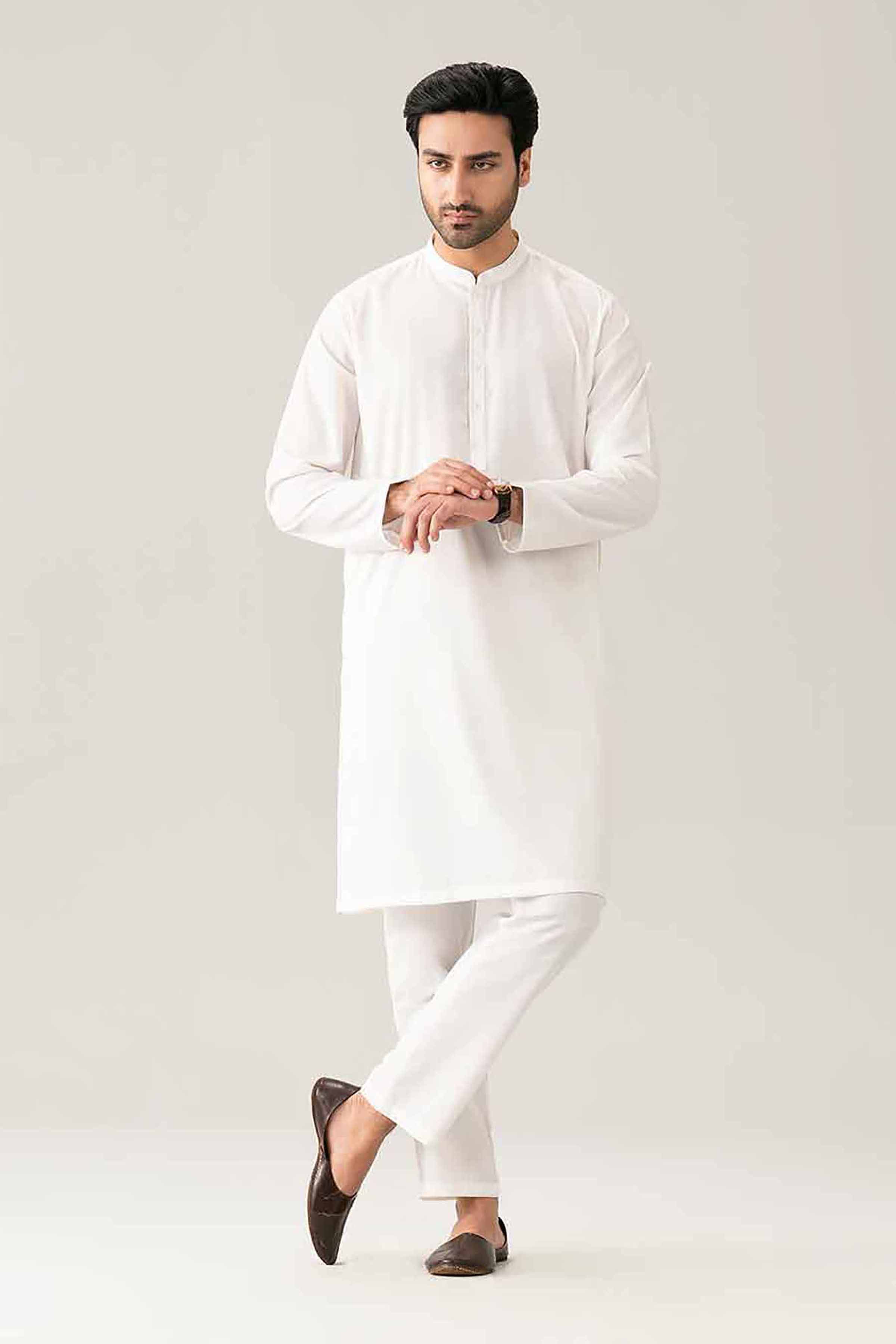 Embroidered Kurta - NQ26-024 White PV 1 Piece Embroidered