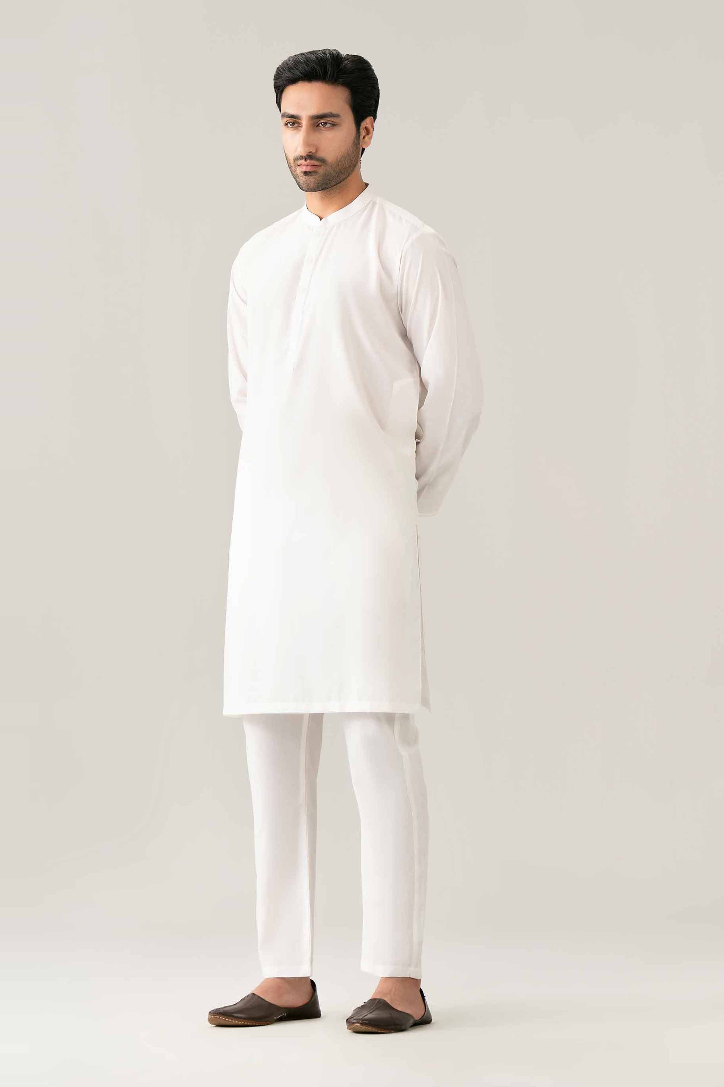 Embroidered Kurta - NQ26-024 White PV 1 Piece Embroidered