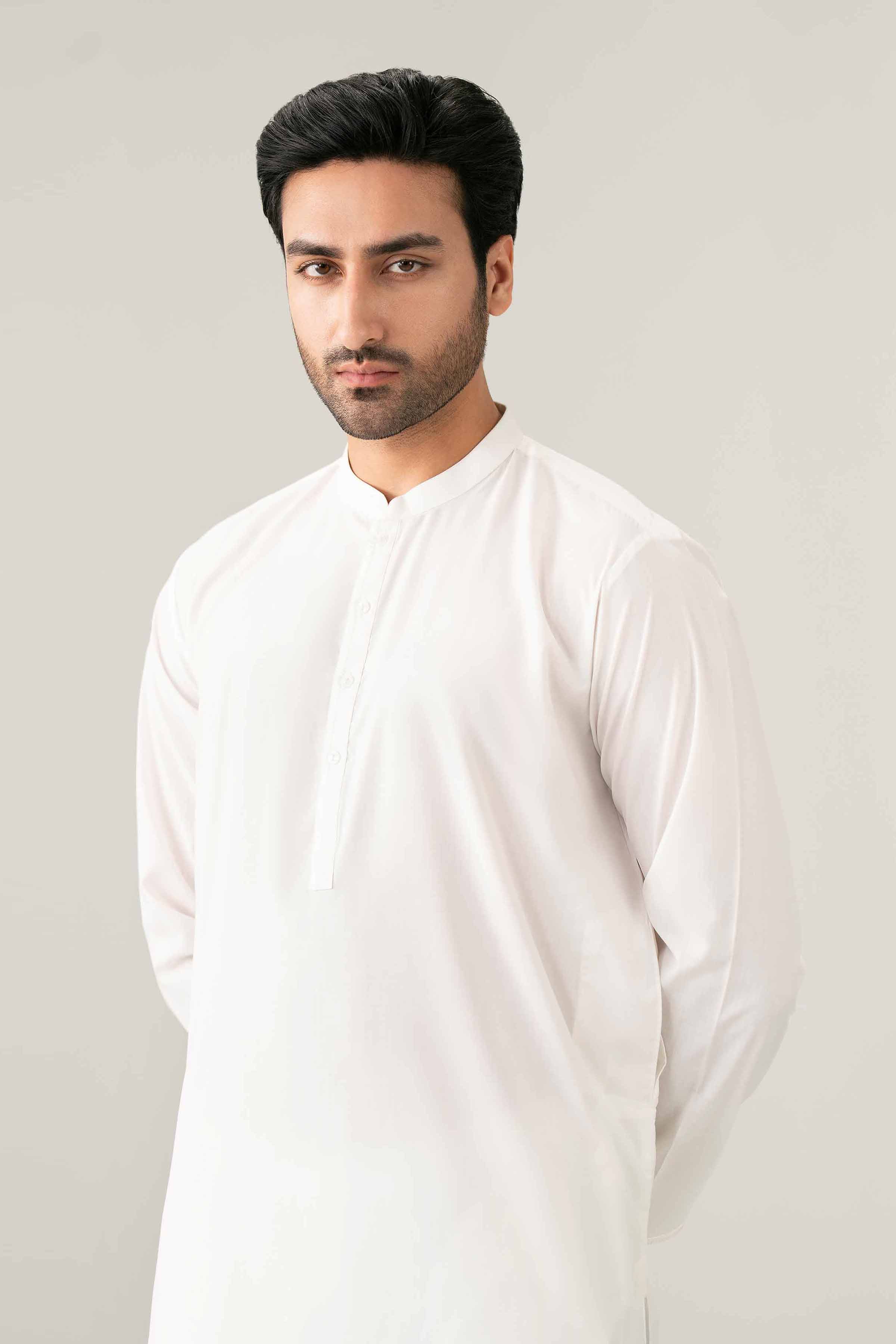 Embroidered Kurta - NQ26-024 White PV 1 Piece Embroidered
