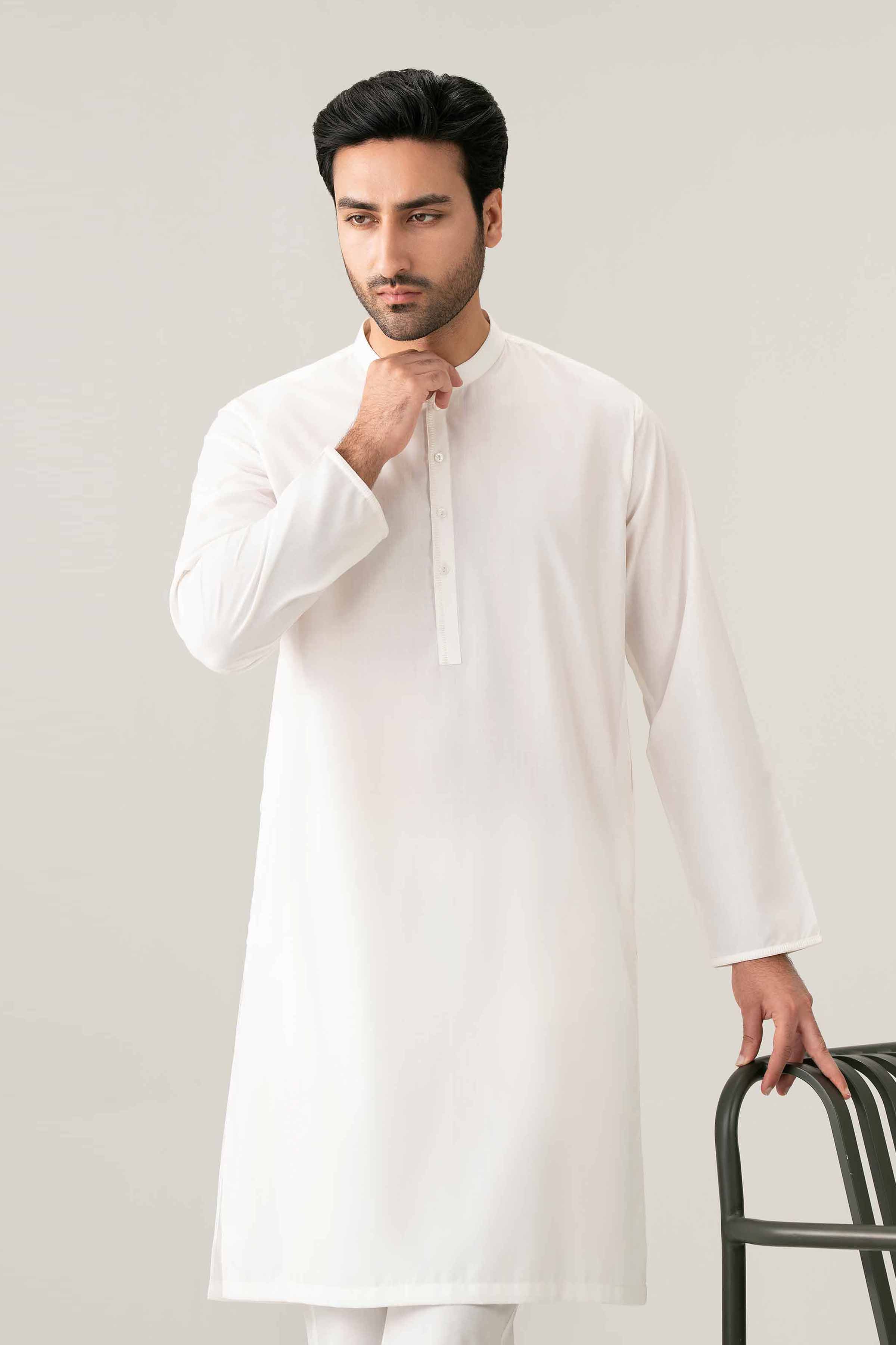Embroidered Kurta - NQ26-024 White PV 1 Piece Embroidered
