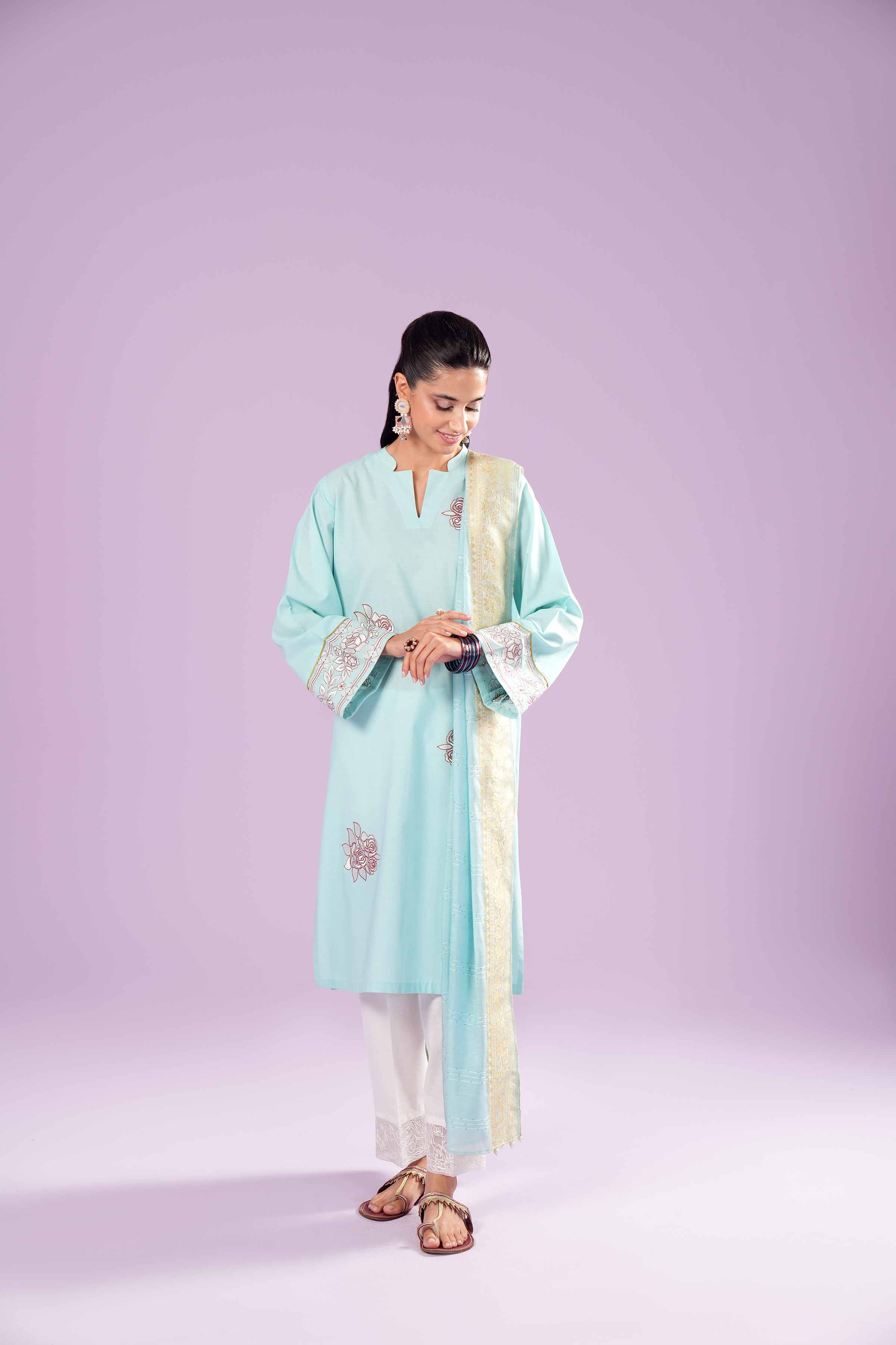 2 Piece - Printed Embroidered Suit - PE24-136