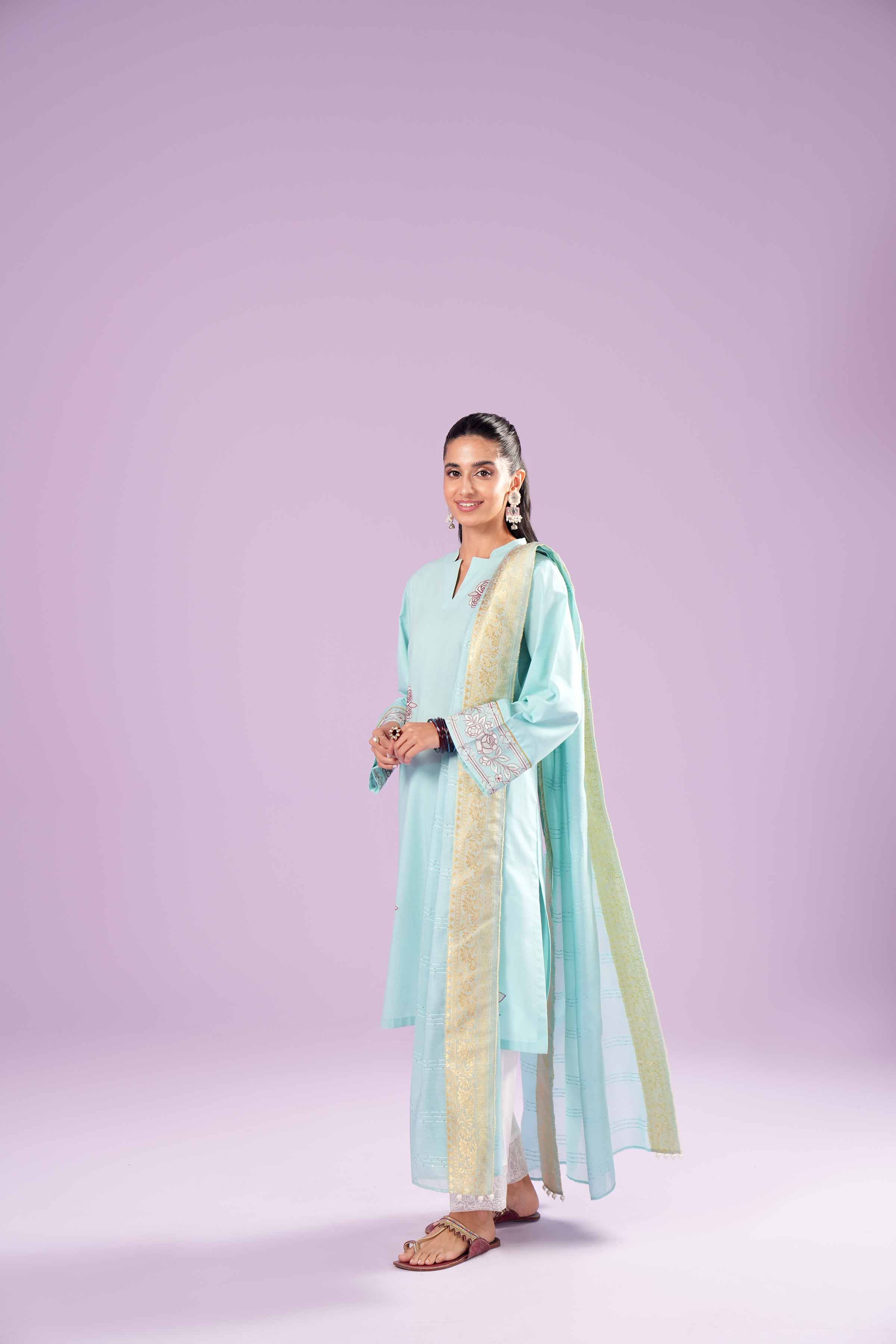 2 Piece - Printed Embroidered Suit - PE24-136