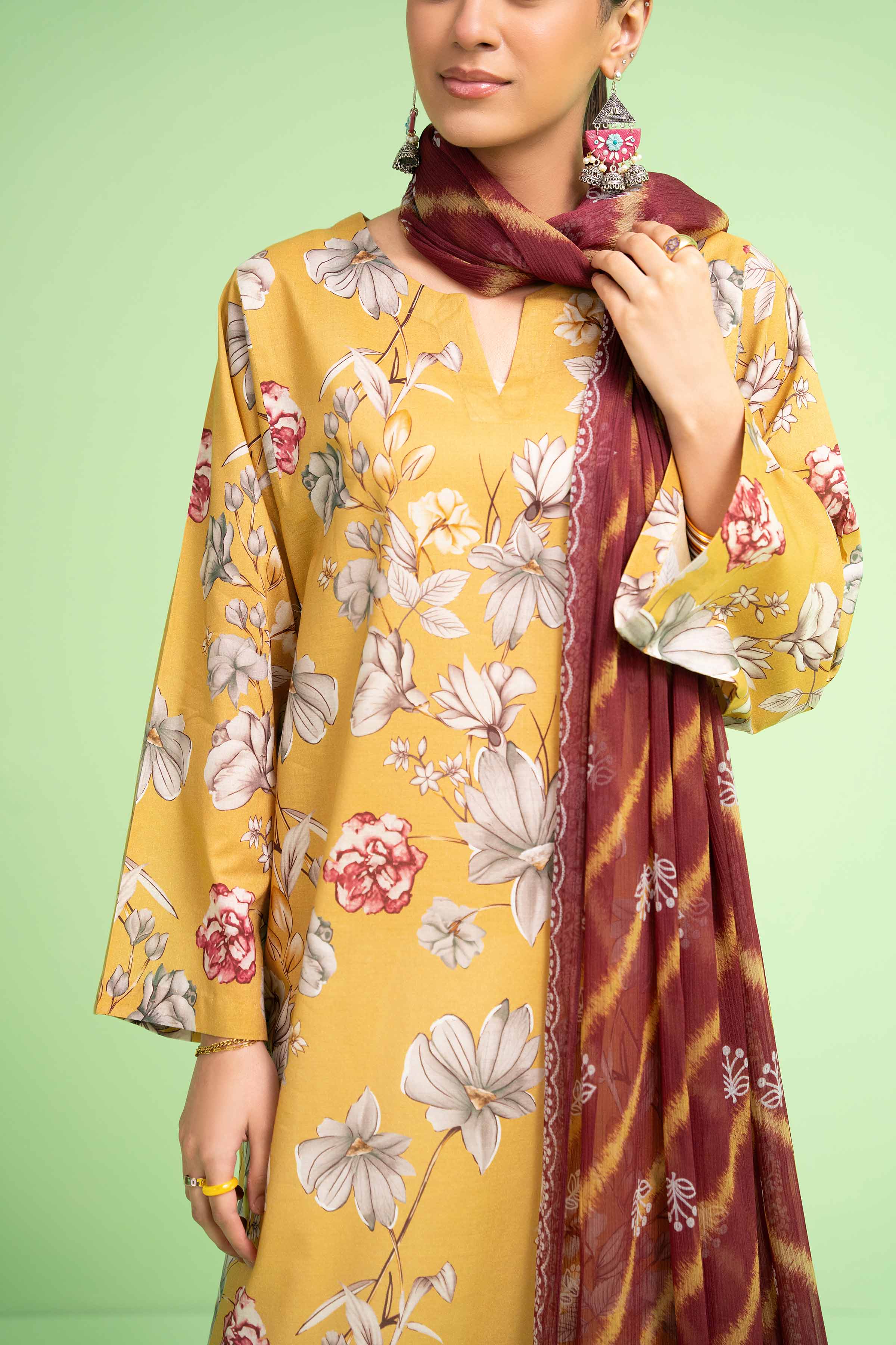 2 Piece - Printed Embroidered Suit - PE24-375