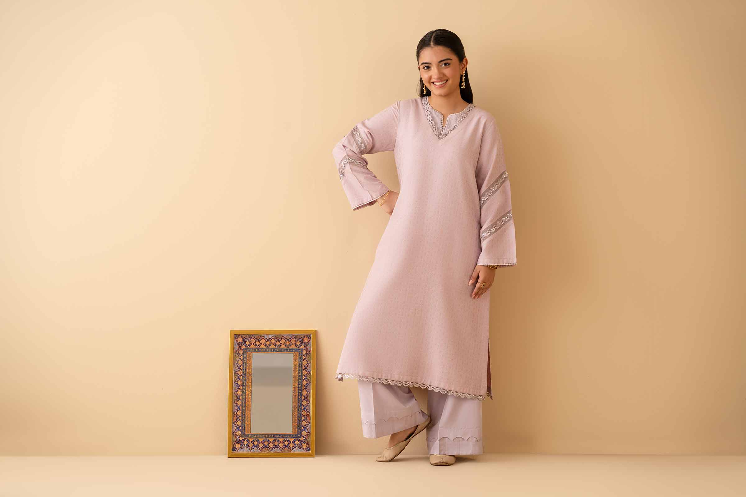 NISHATUAE - Purple Solids Cambric 2-piece Ready to wear Dress