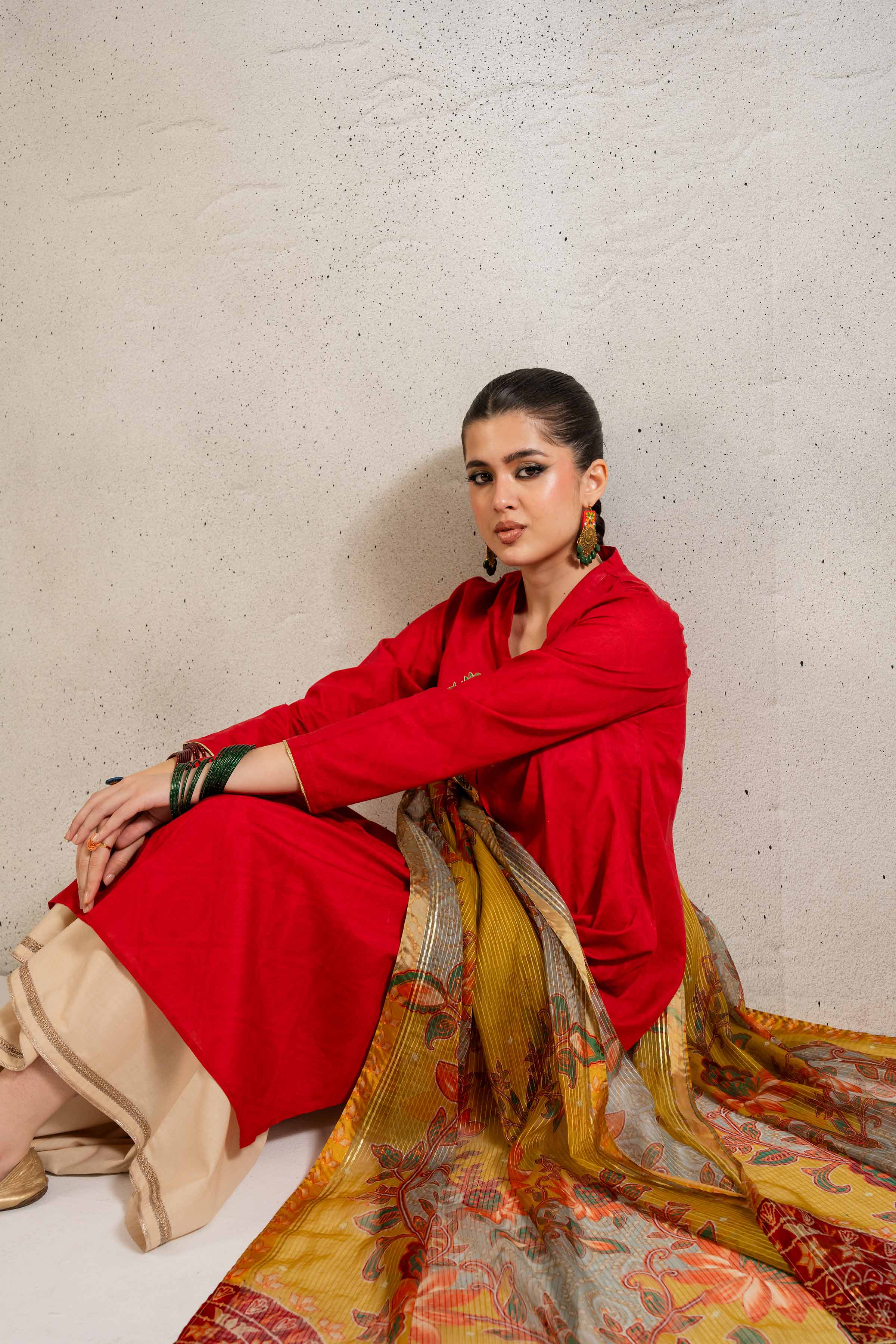 2 Piece - Printed Embroidered Suit - PE25-126