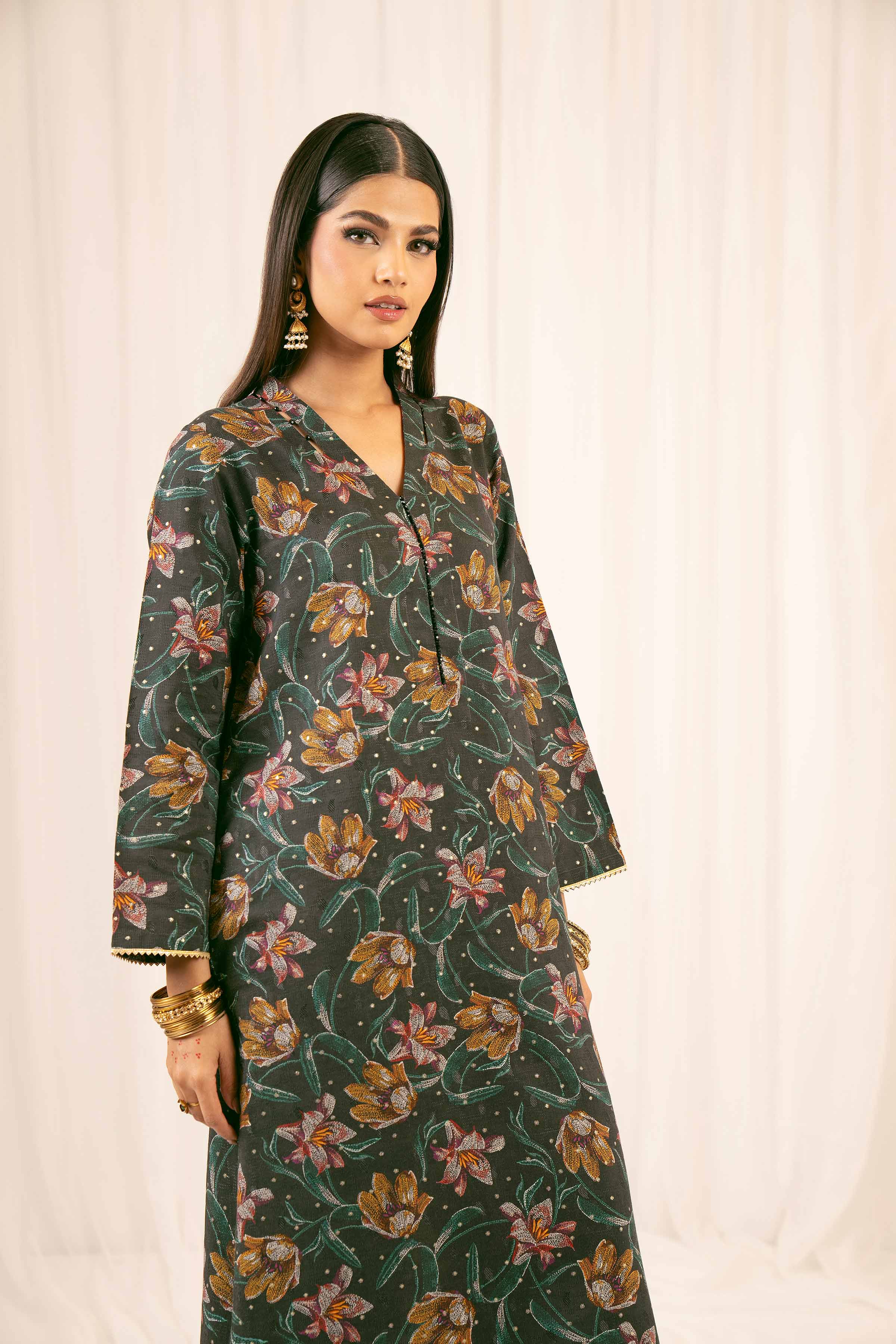 2 Piece - Printed Embroidered Suit - PFE25-15