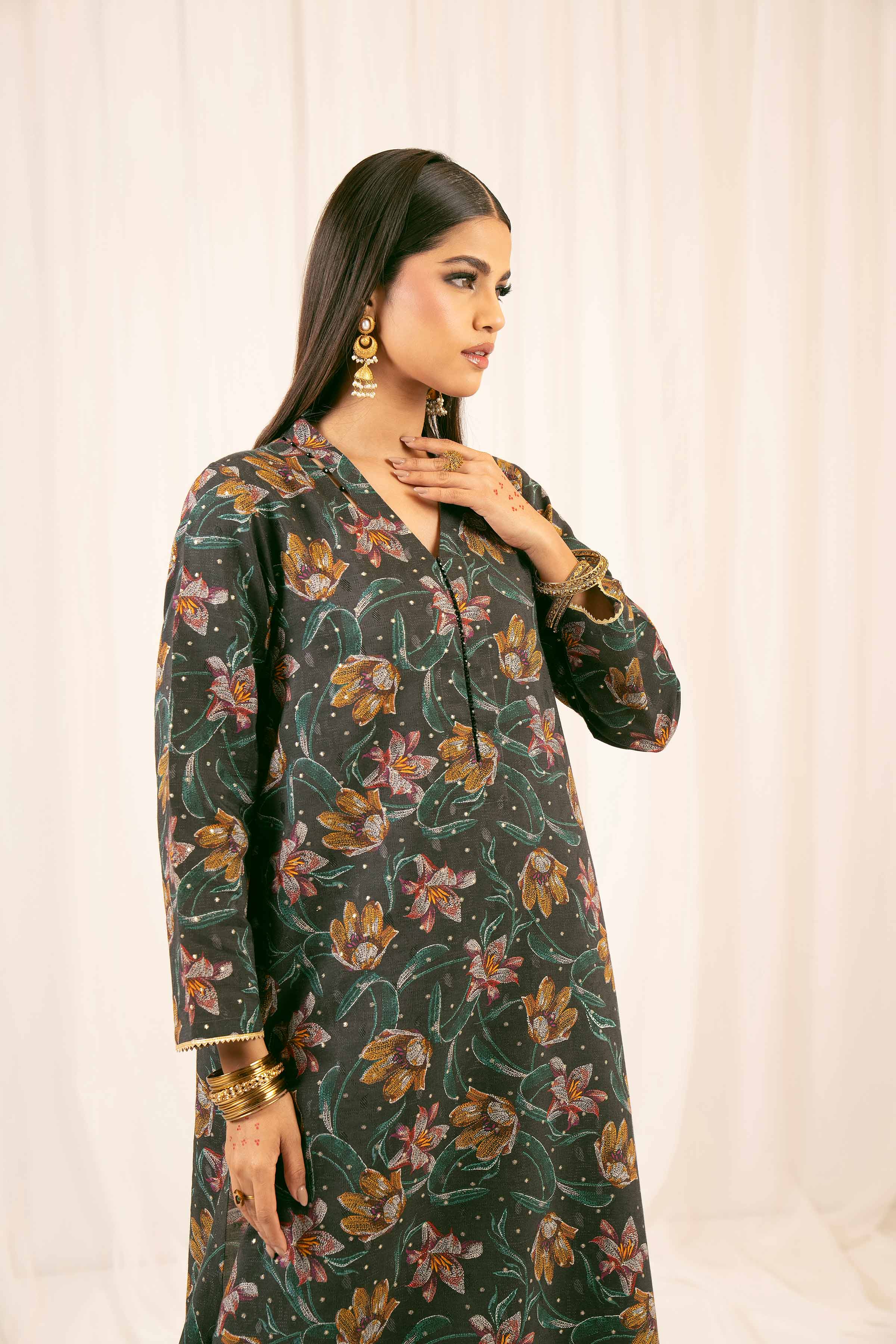 2 Piece - Printed Embroidered Suit - PFE25-15