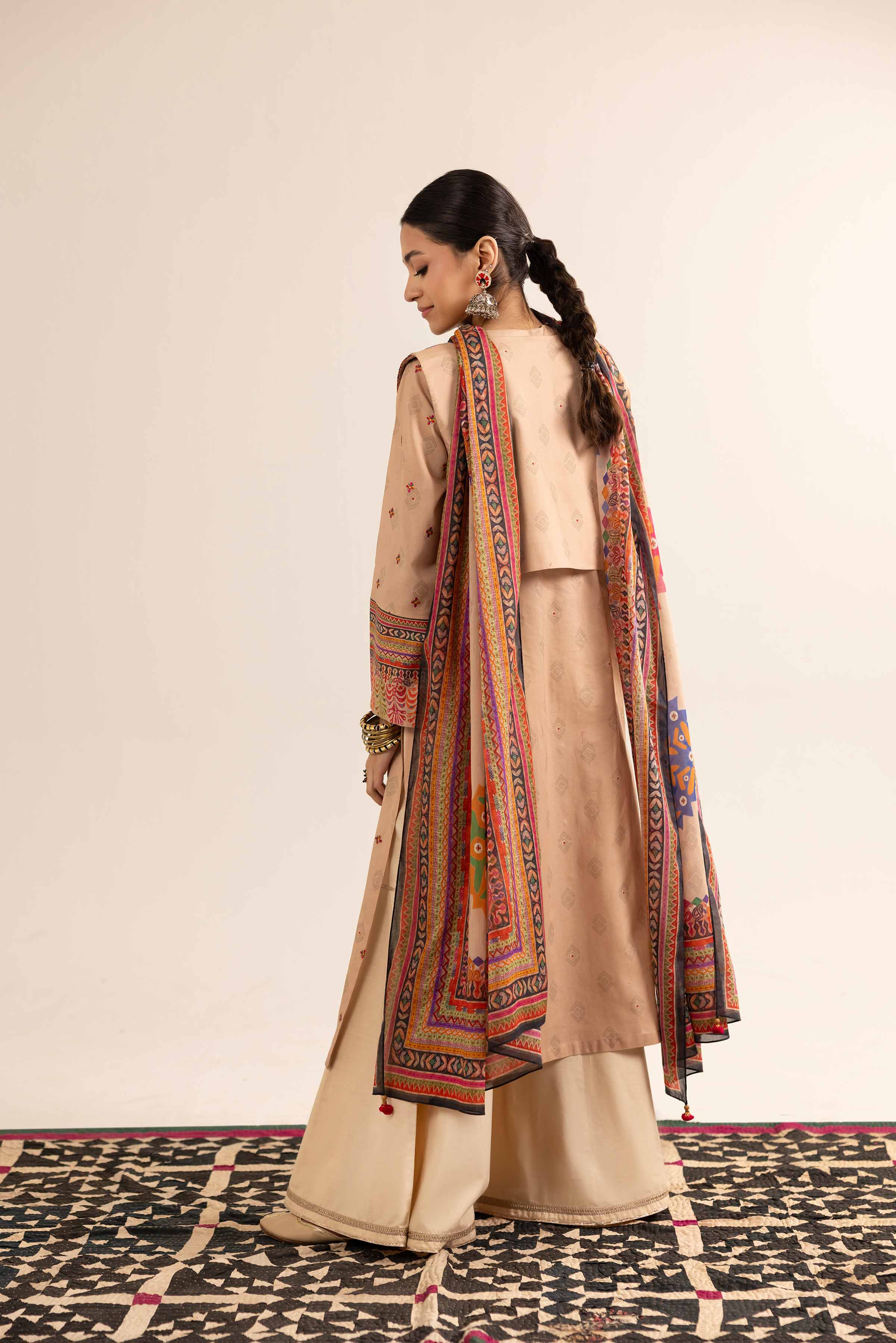 3 Piece - Printed Embroidered Suit - PE25-154