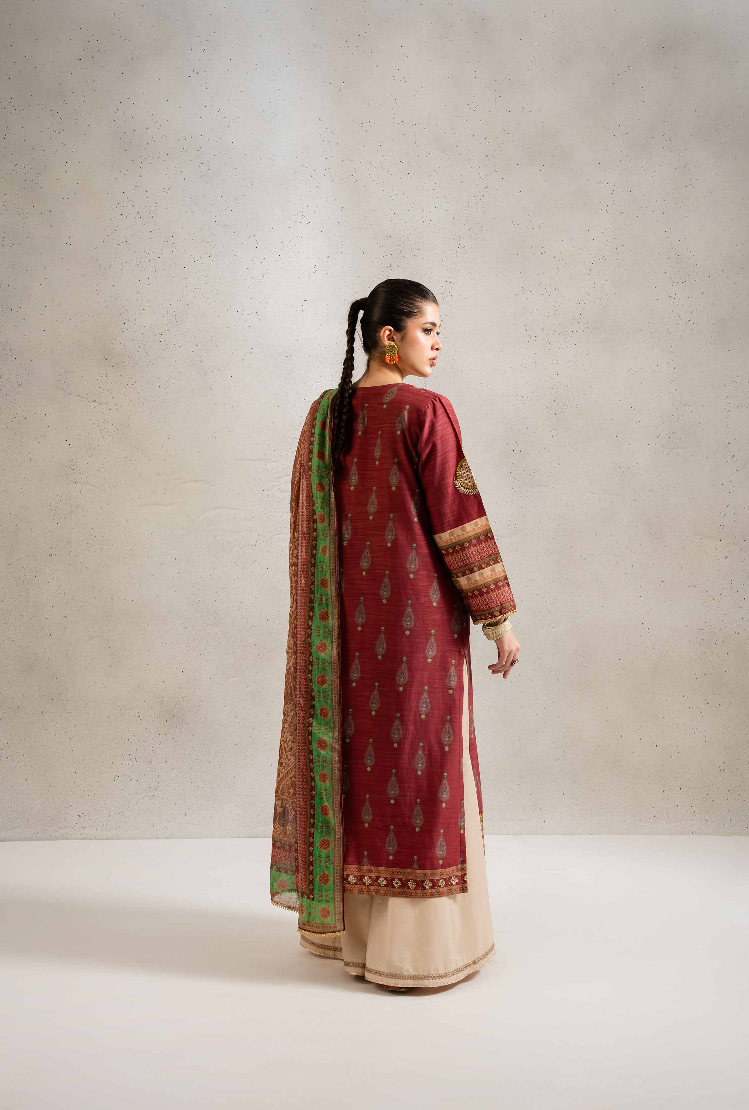 2 Piece - Printed Embroidered Suit - PE25-162