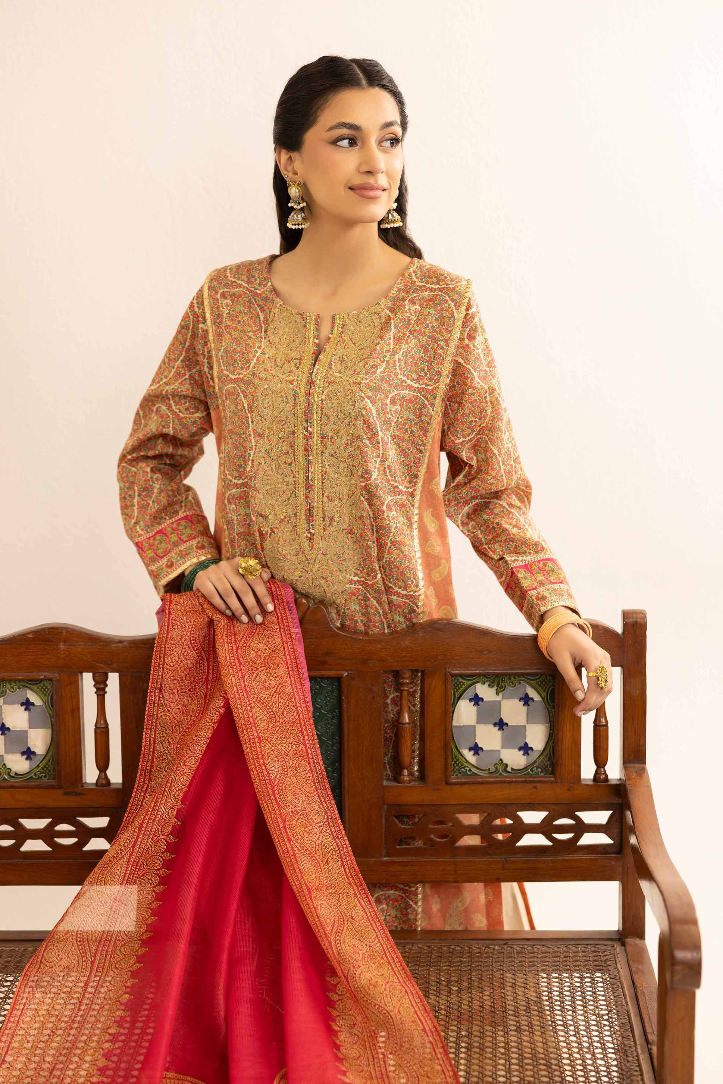 2 Piece - Printed Embroidered Suit - PE25-175