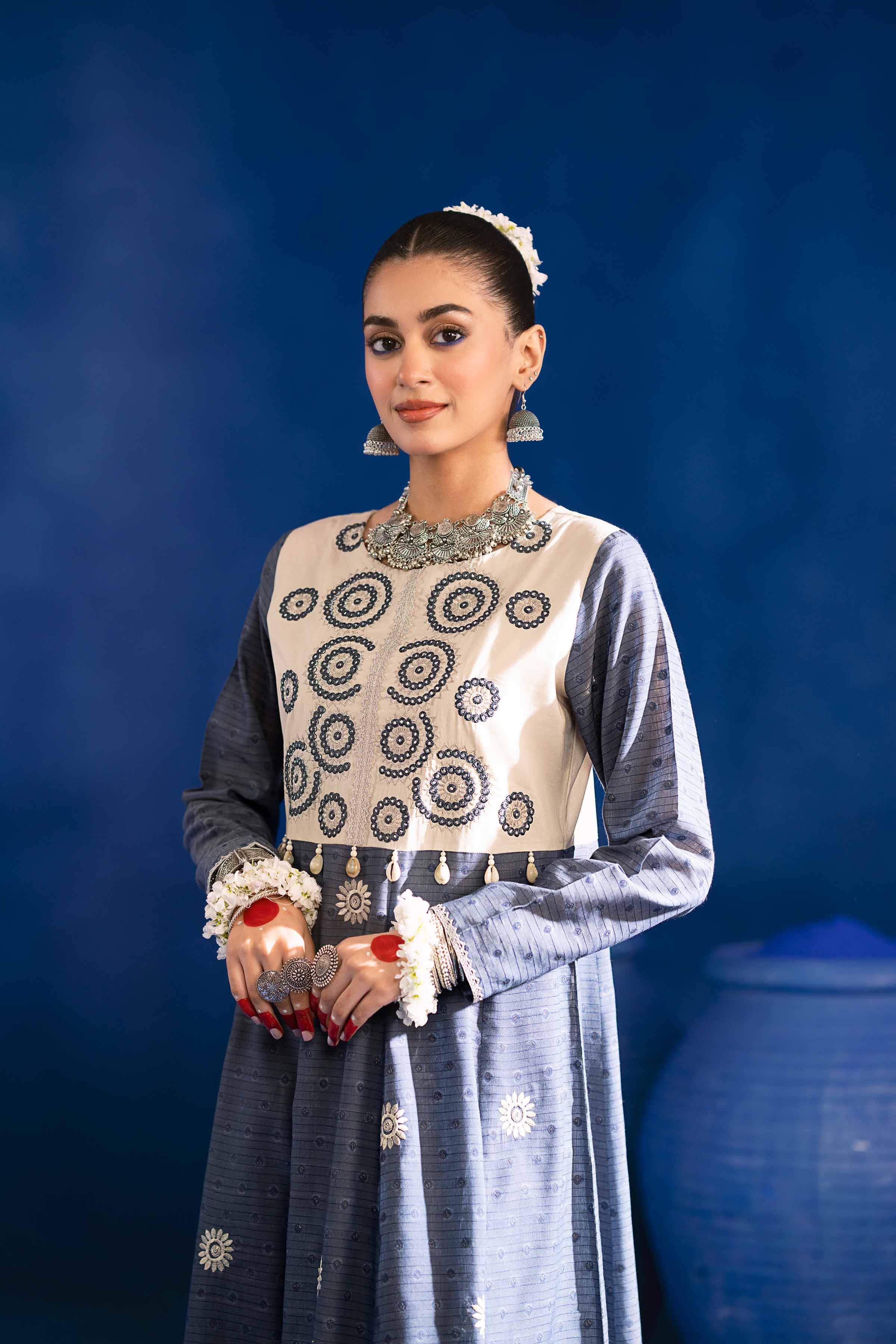 2 Piece - Printed Embroidered Suit - PE25-227