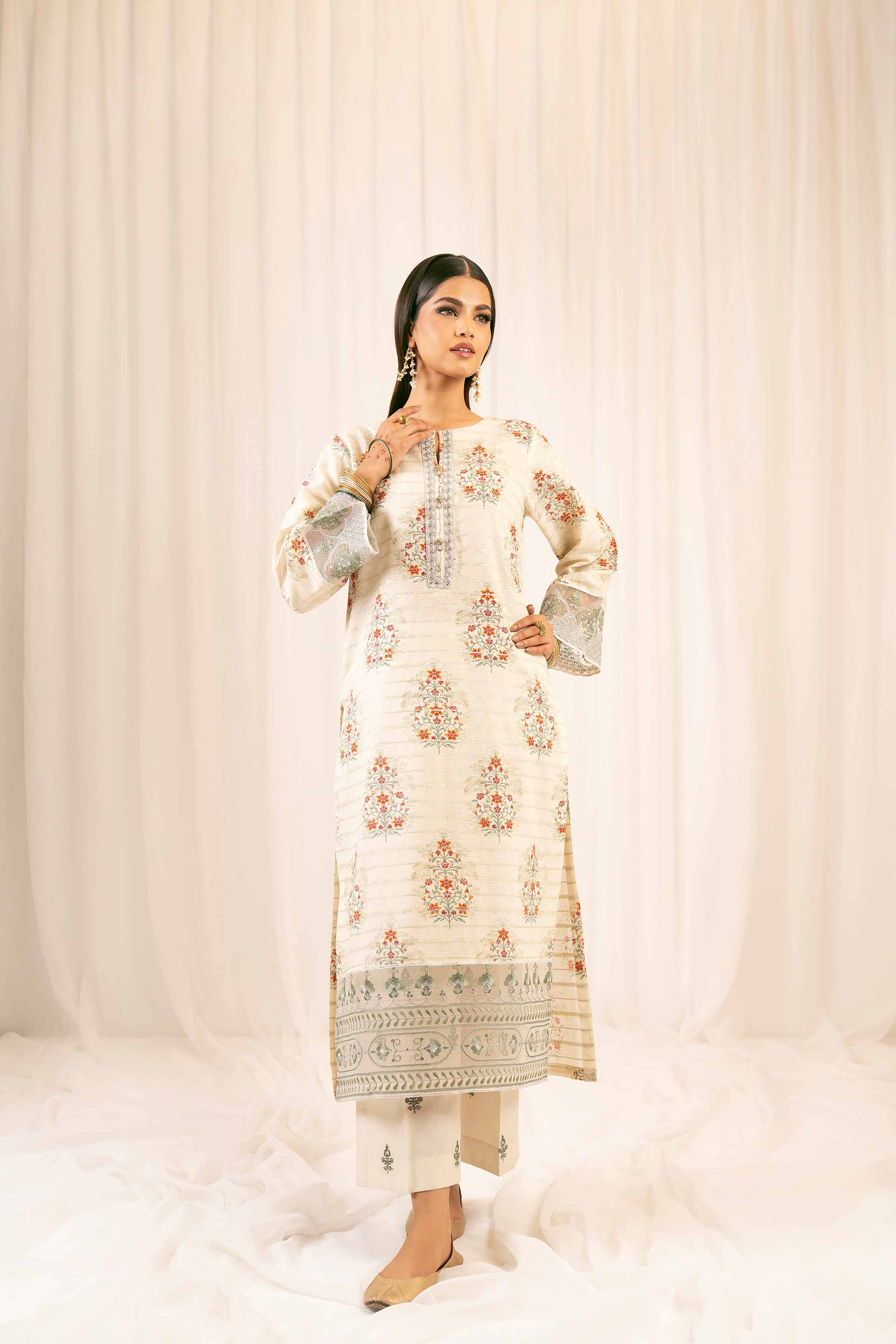 2 Piece - Printed Embroidered Suit - PFE25-24