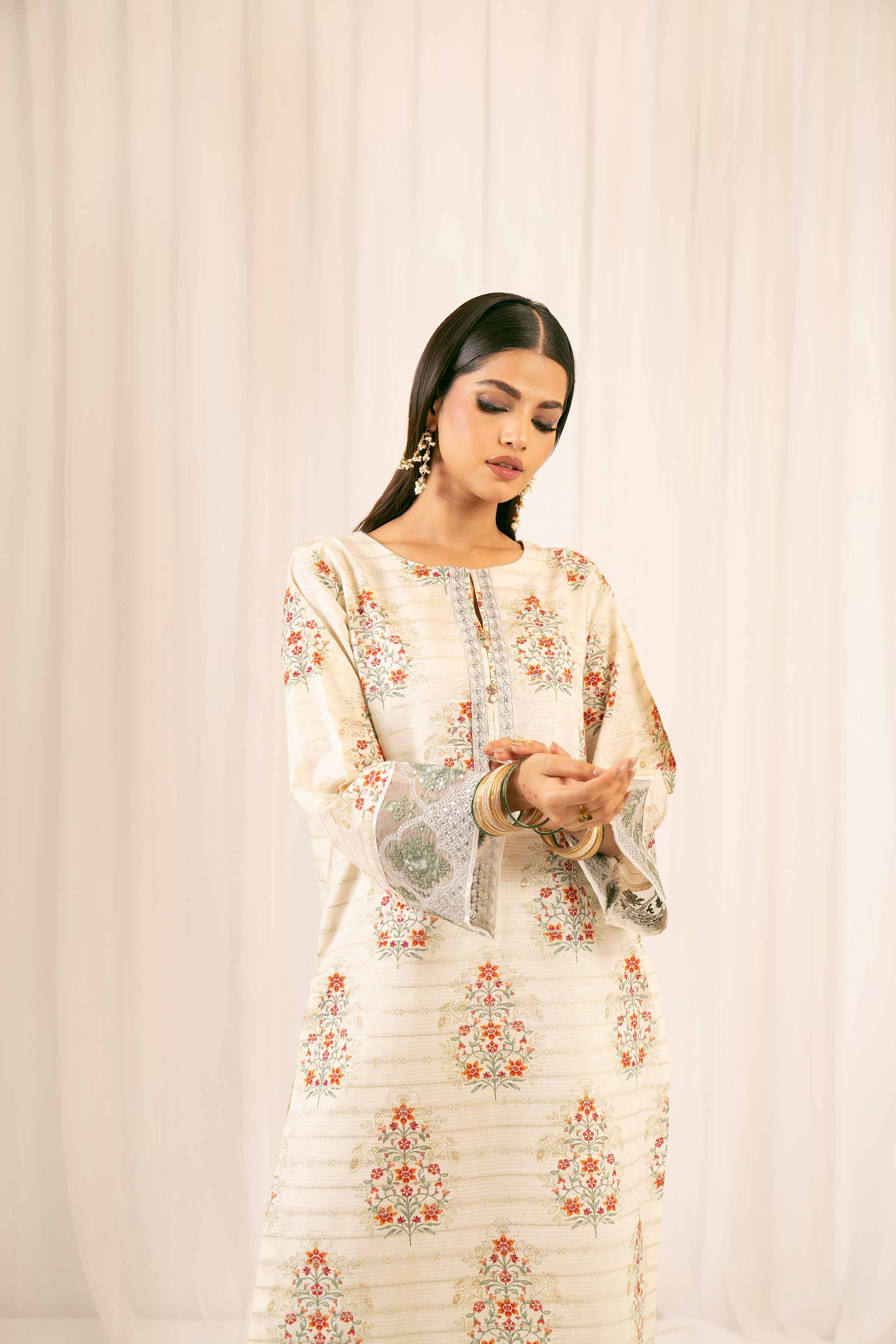 2 Piece - Printed Embroidered Suit - PFE25-24