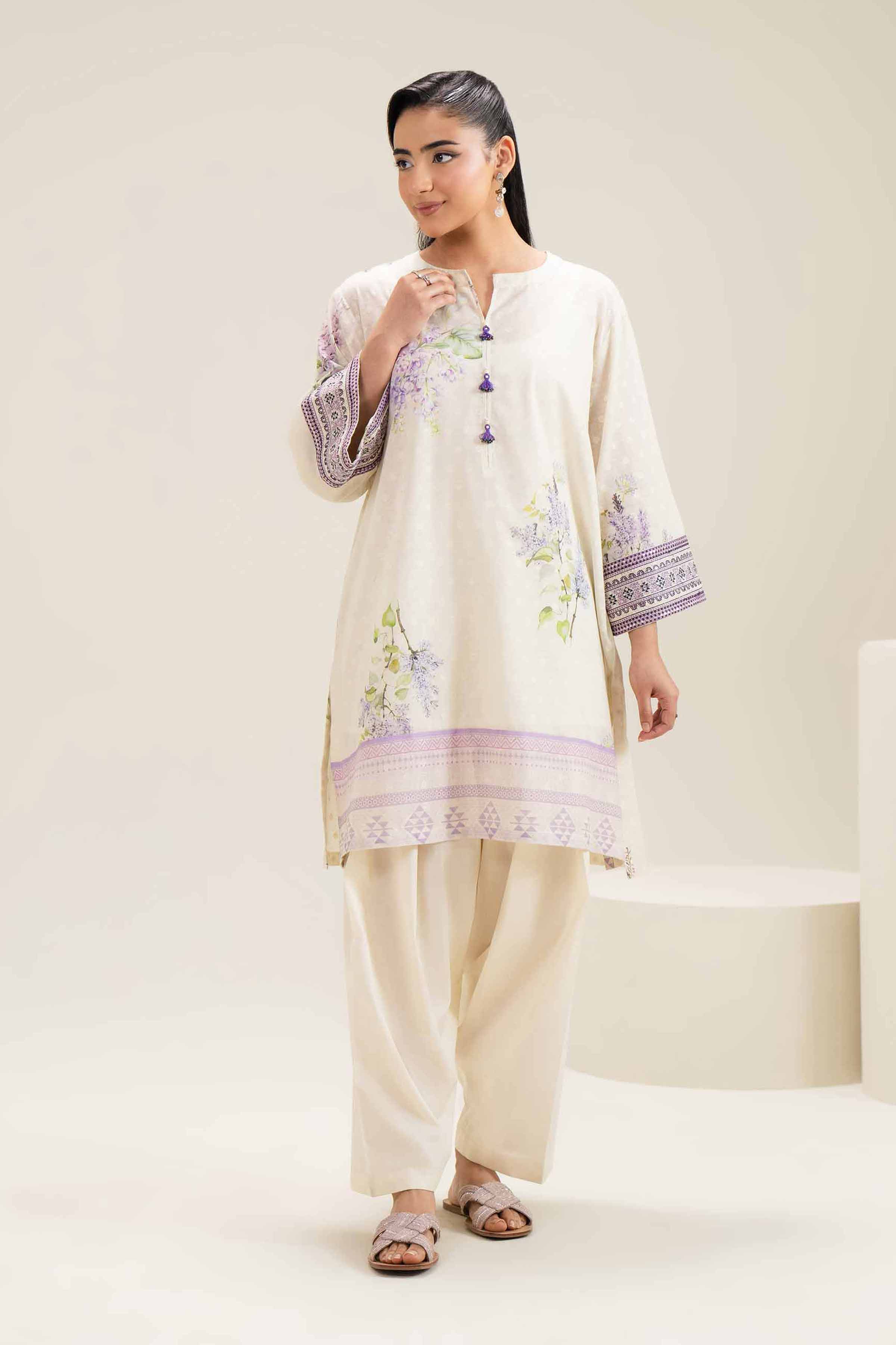 2 Piece - Printed Embroidered Suit - PE25-254