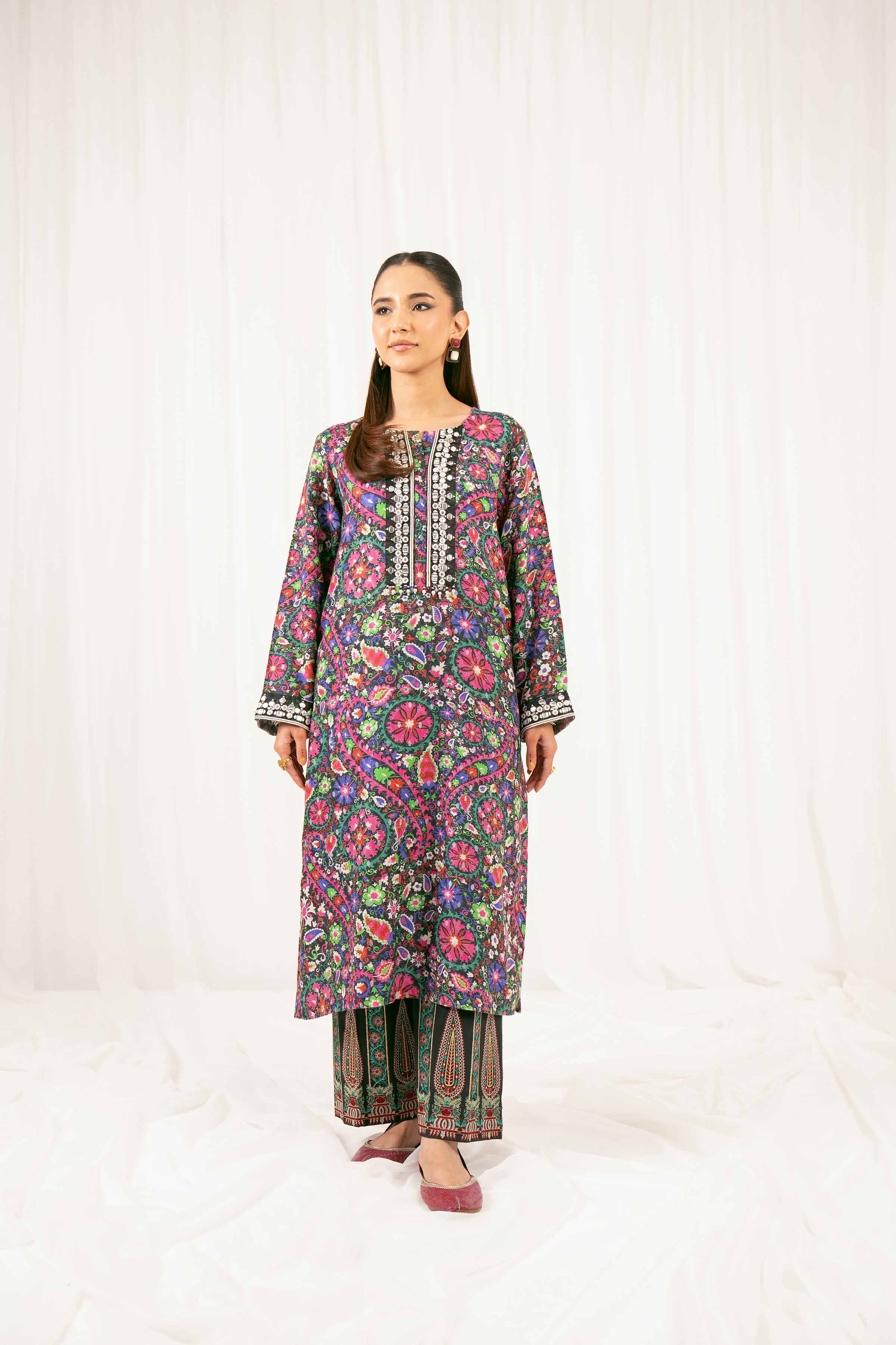 2 Piece - Printed Embroidered Suit - PFE25-28
