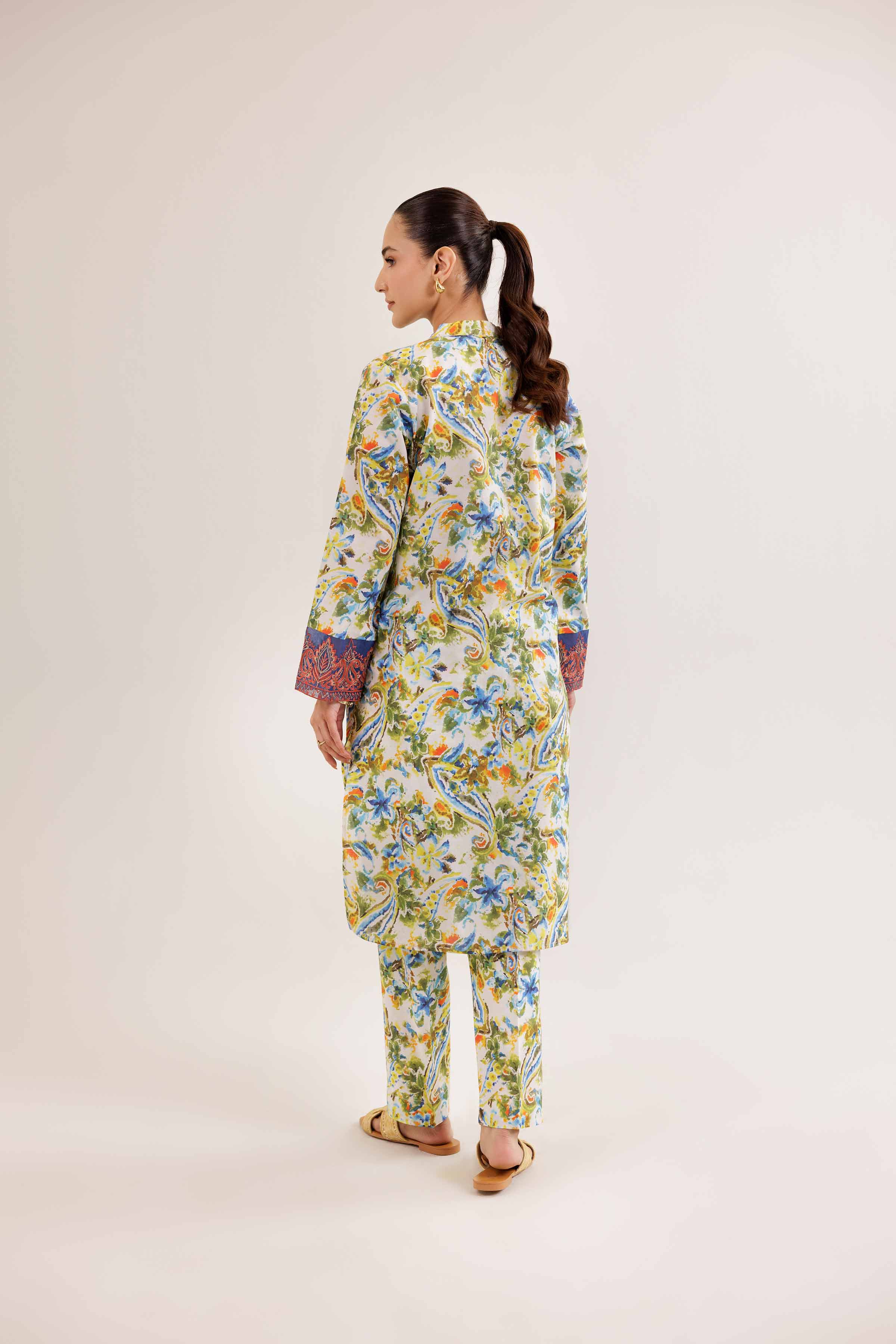 2 Piece - Printed Embroidered Suit - PE25-308