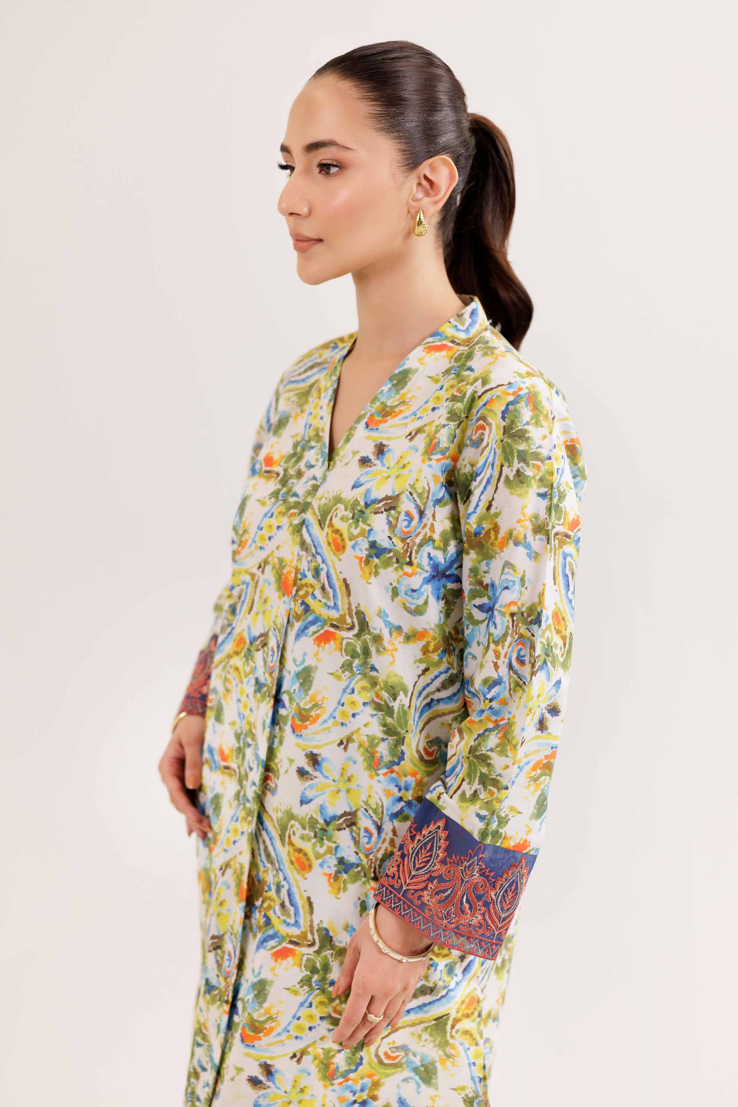 2 Piece - Printed Embroidered Suit - PE25-308