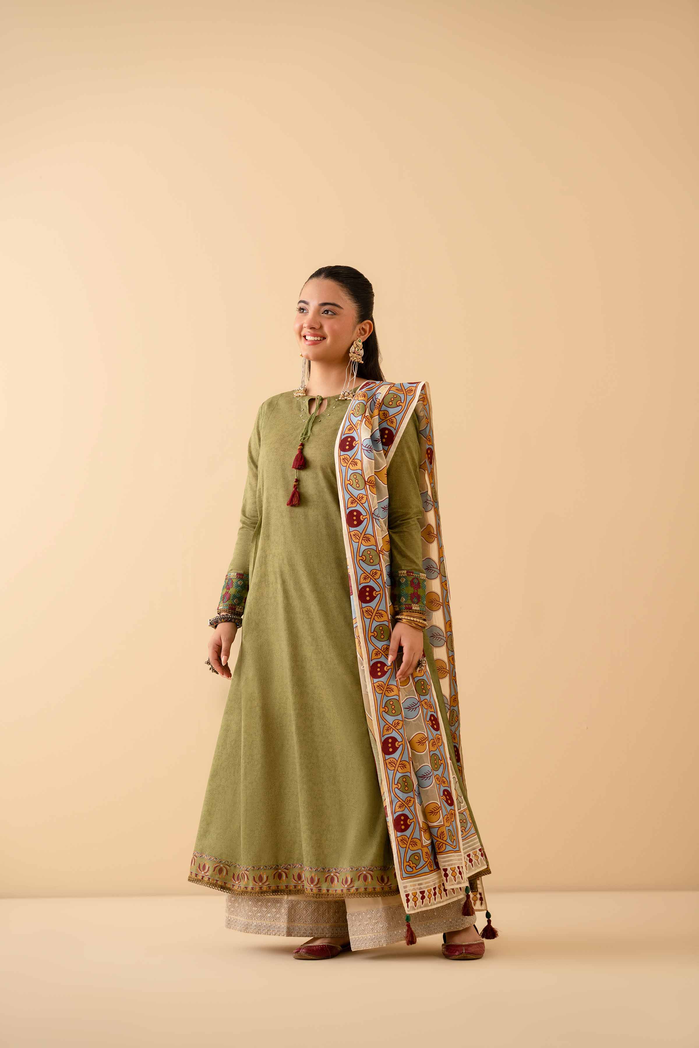 2 Piece - Printed Embroidered Suit - PE25-314