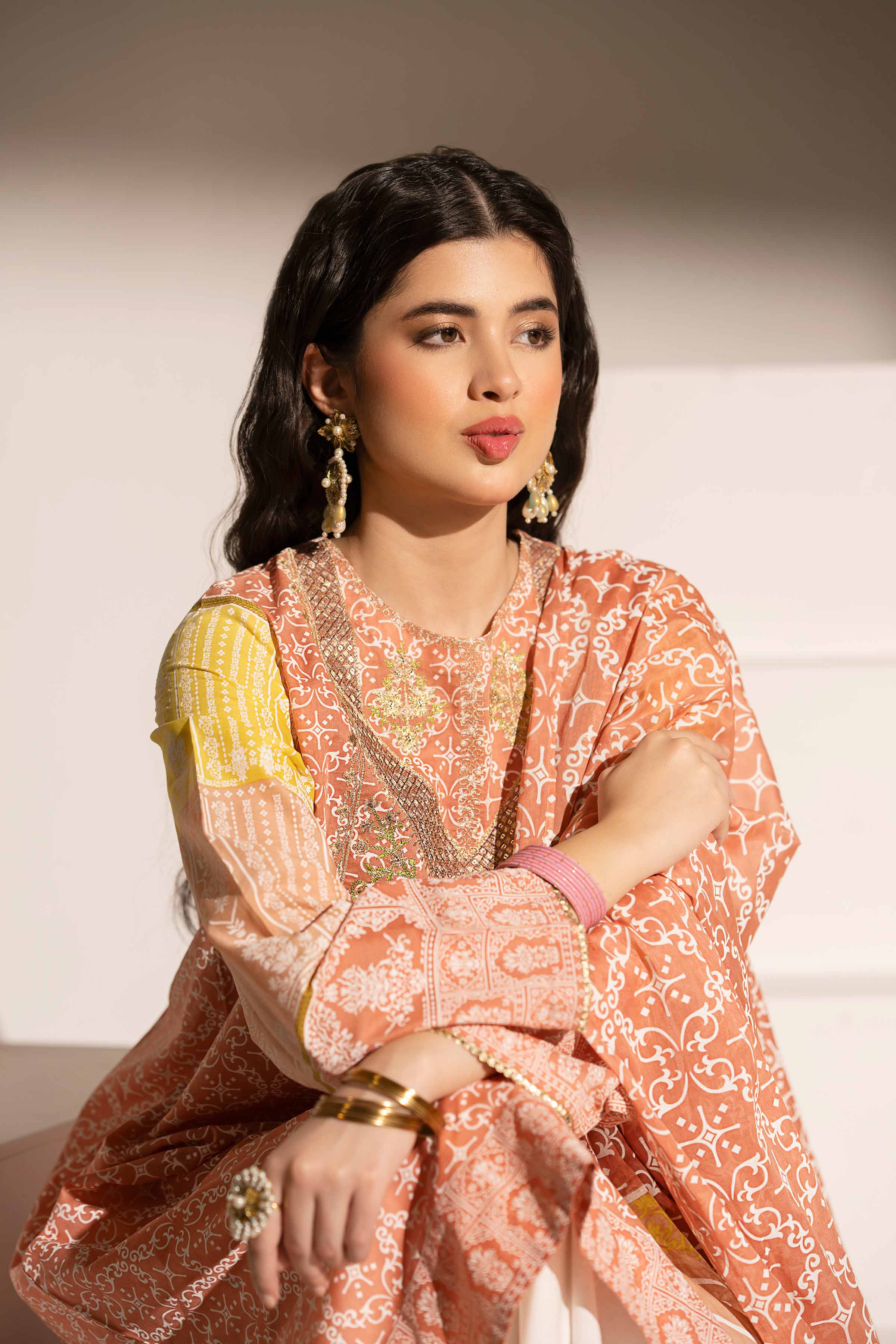 2 Piece - Printed Embroidered Suit - PE25-357