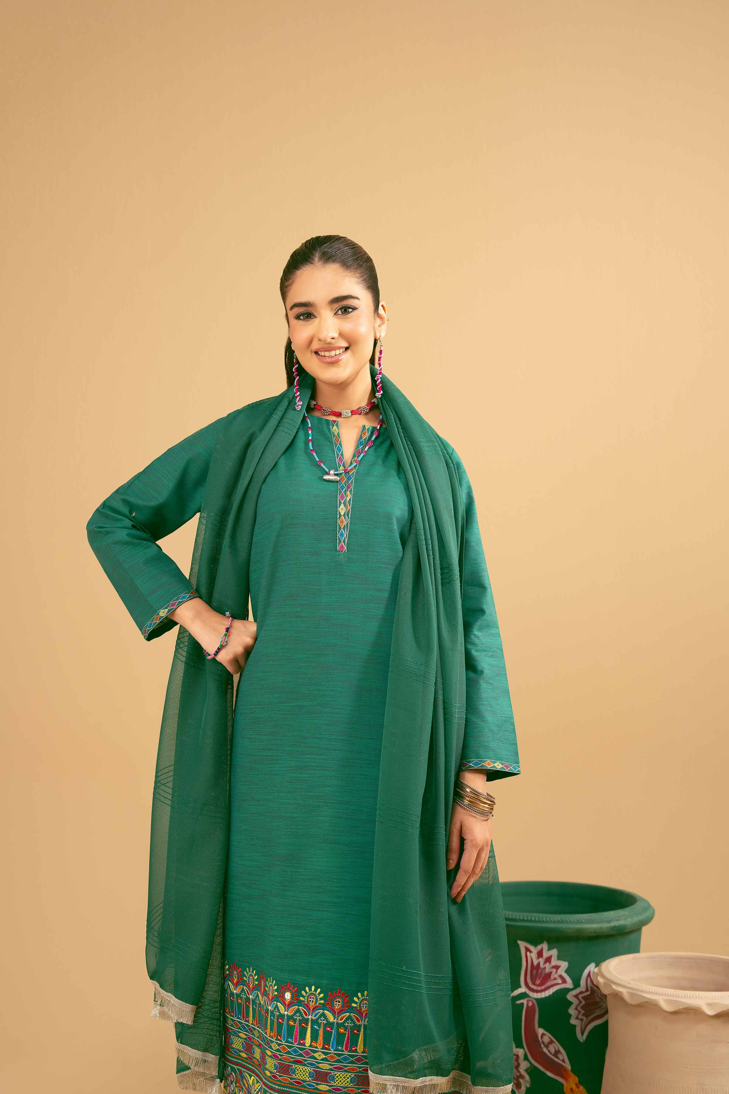 3 Piece - Embroidered Suit - PE25-362