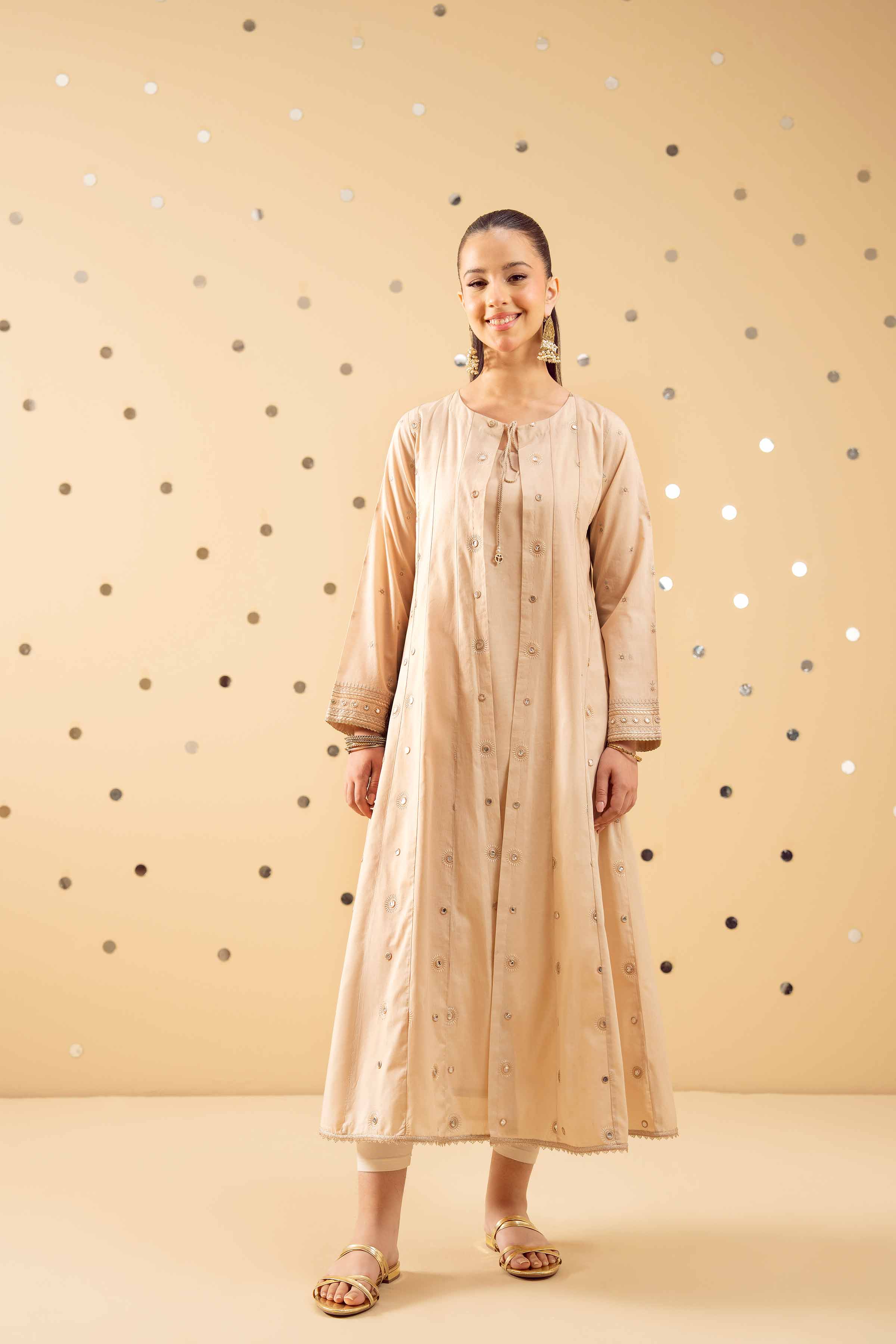 NISHATUAE - White Embroidered Cambric 2-piece Ready to wear Dress