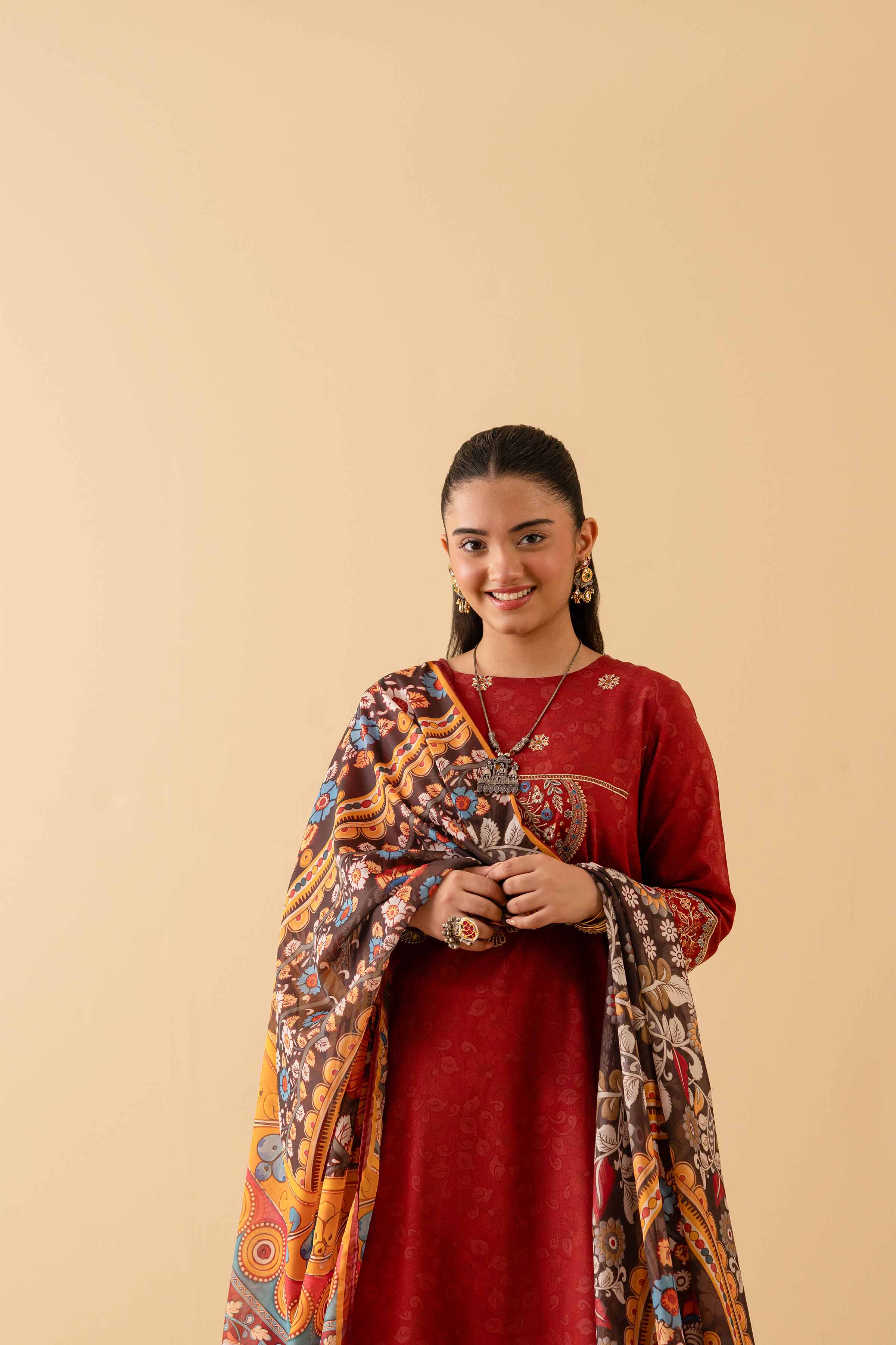 2 Piece - Printed Embroidered Suit - PE25-390