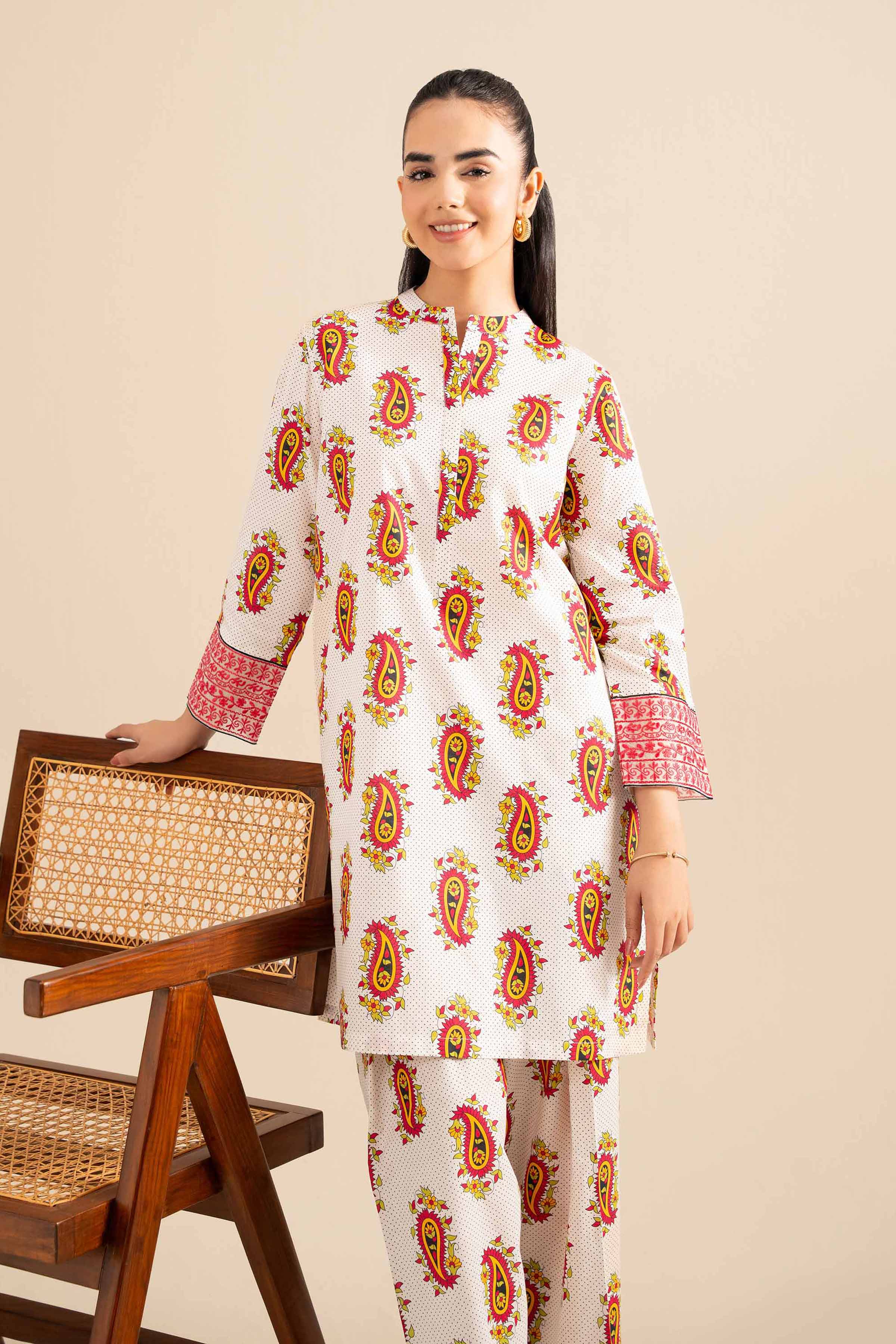 2 Piece - Printed Embroidered Suit - PE25-416
