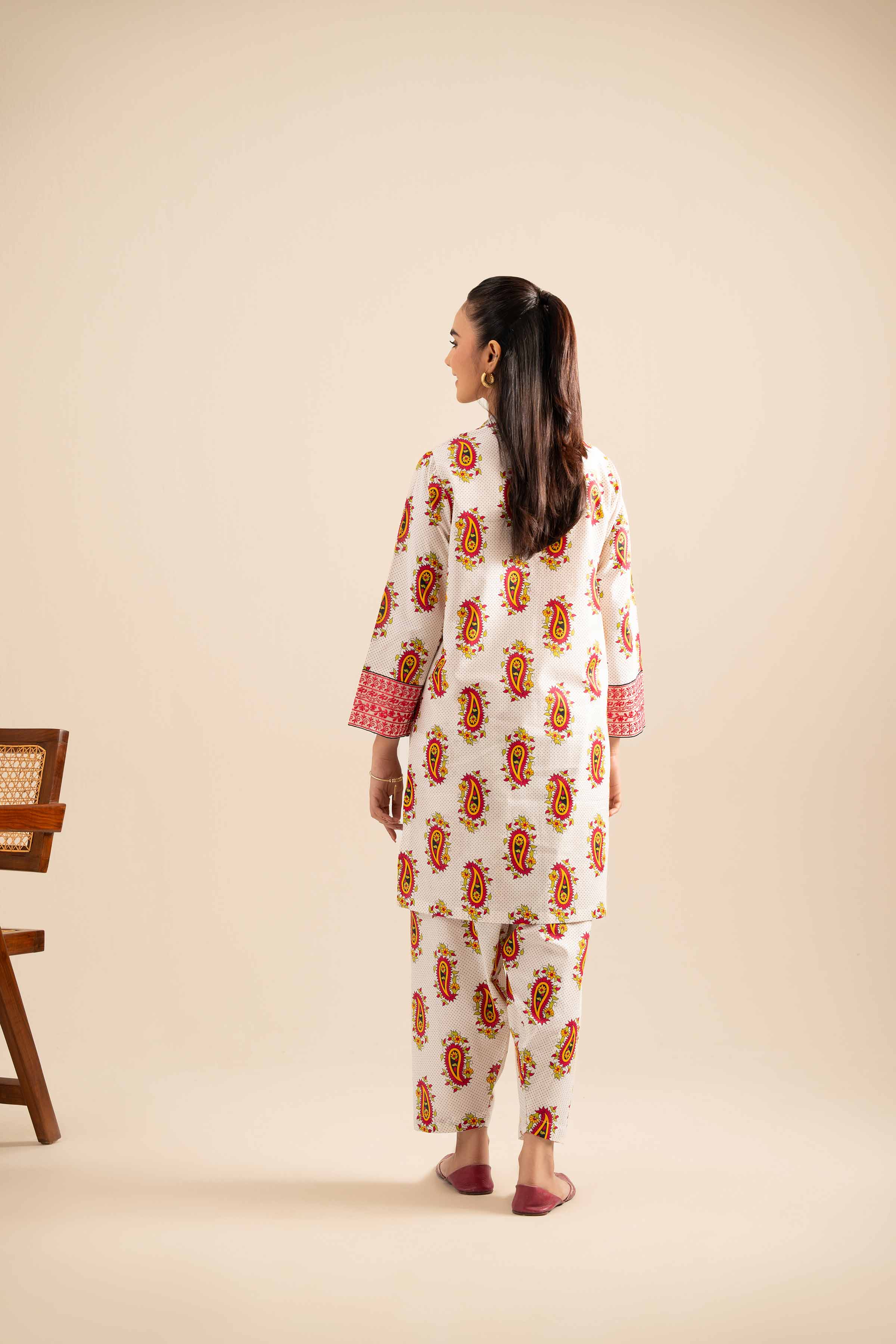 2 Piece - Printed Embroidered Suit - PE25-416