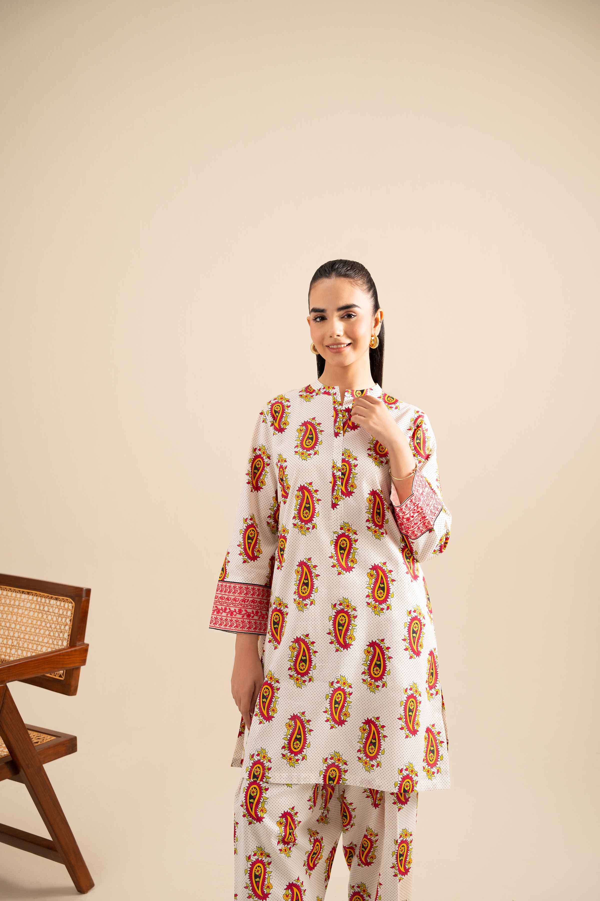 2 Piece - Printed Embroidered Suit - PE25-416