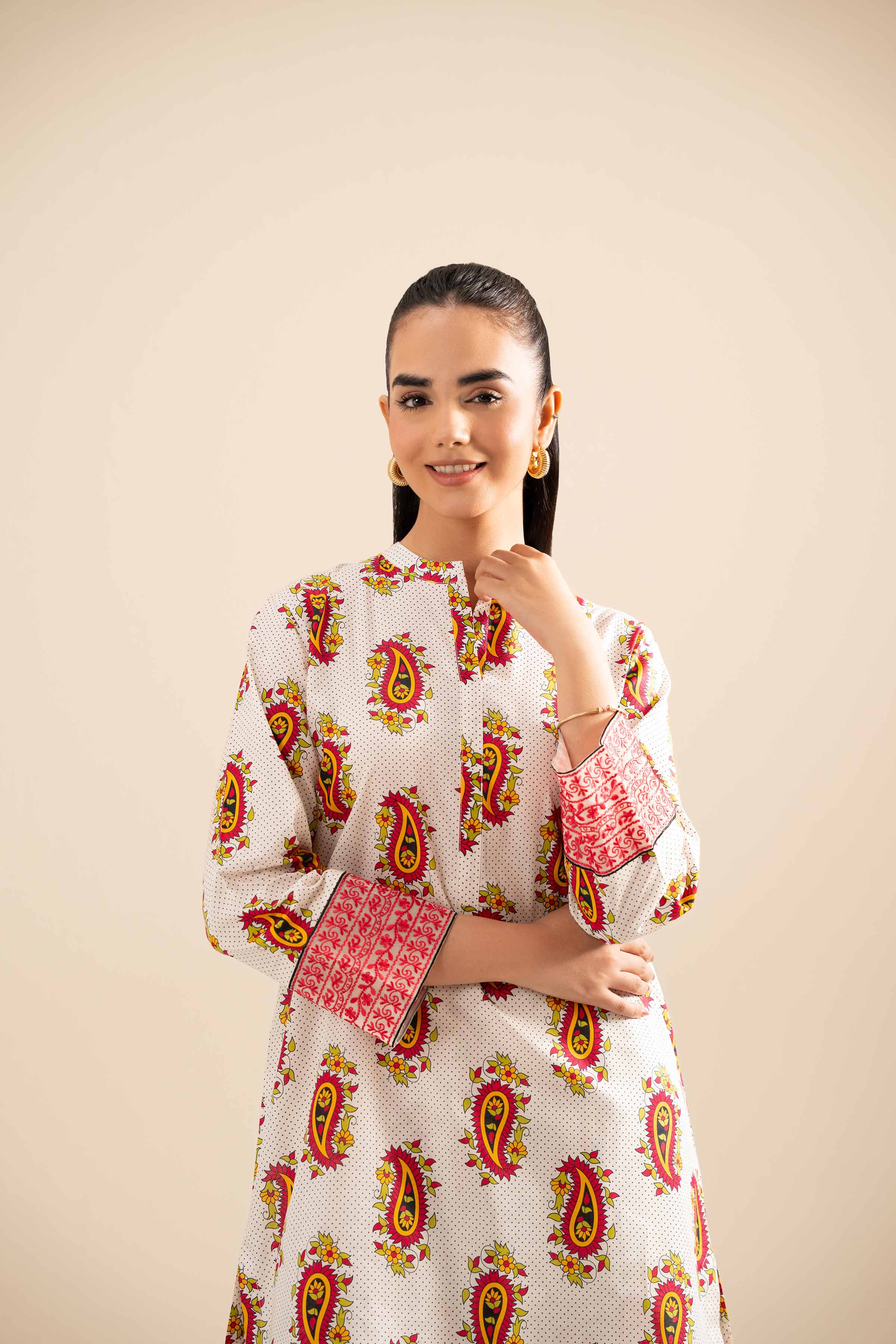 2 Piece - Printed Embroidered Suit - PE25-416