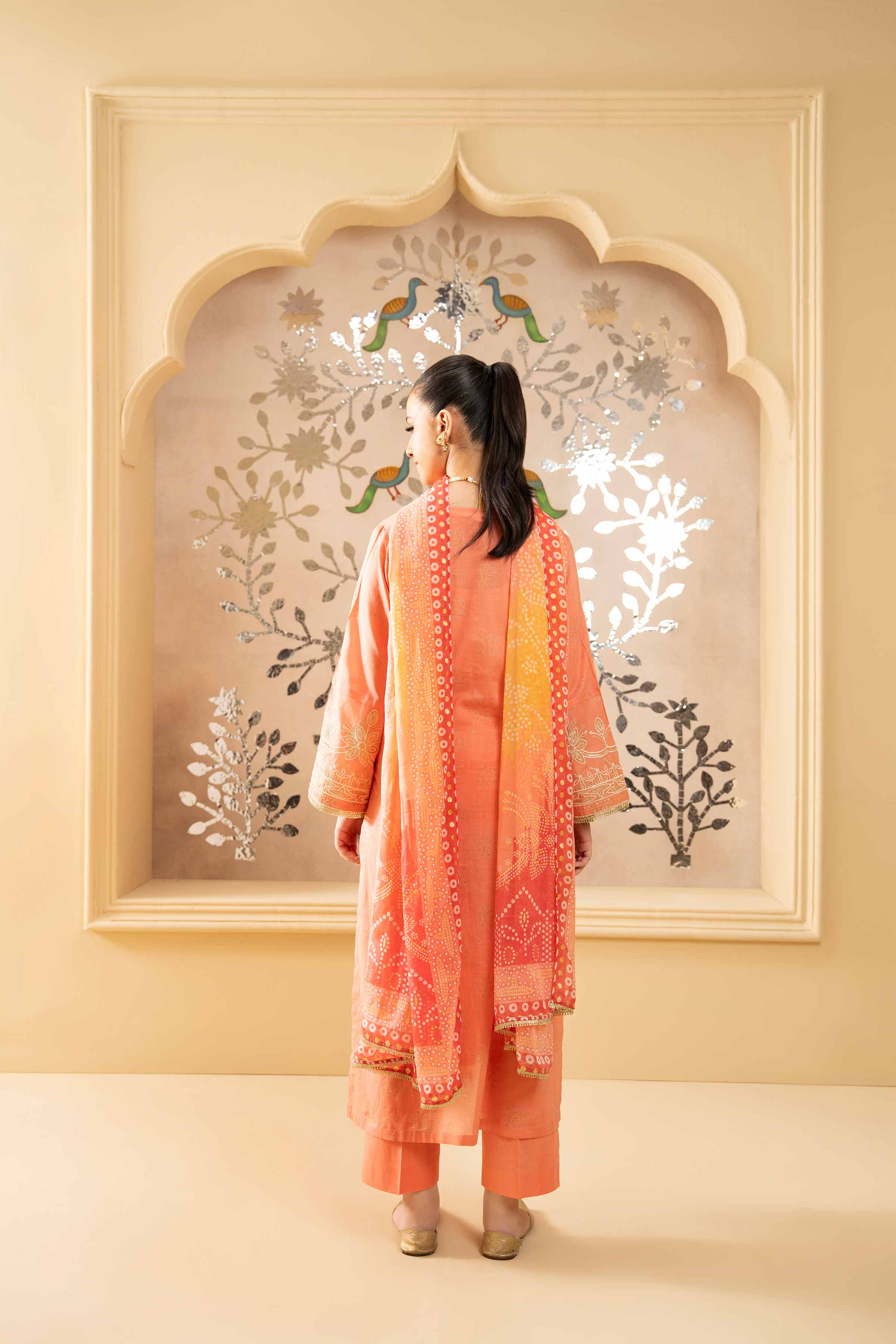 3 Piece - Printed Embroidered Suit - PE25-418