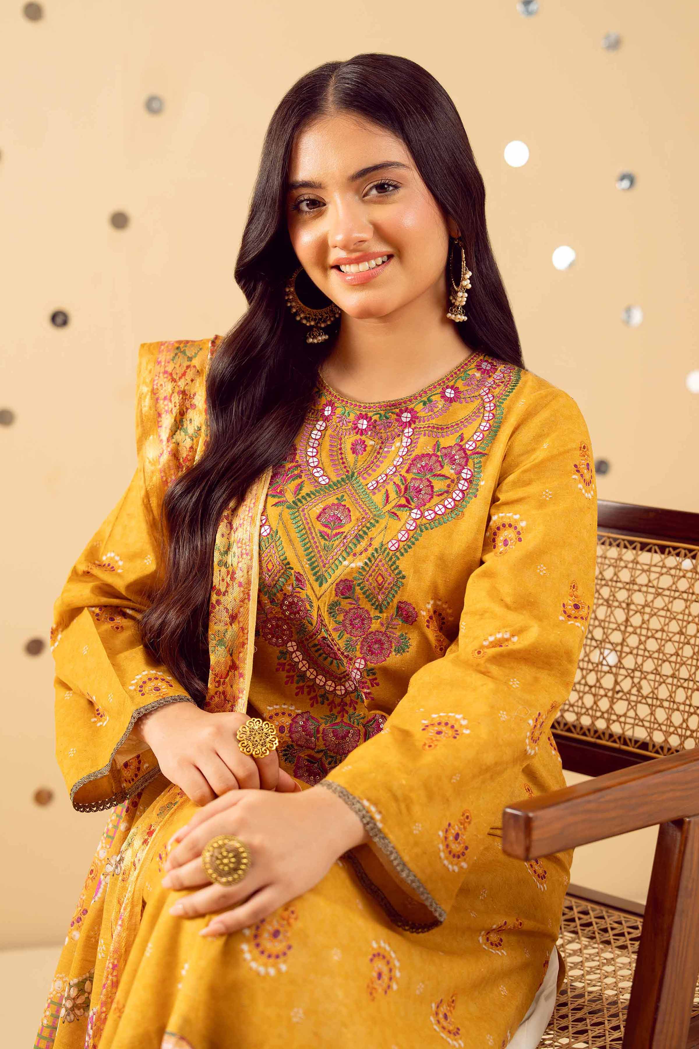 2 Piece - Printed Embroidered Suit - PE25-428