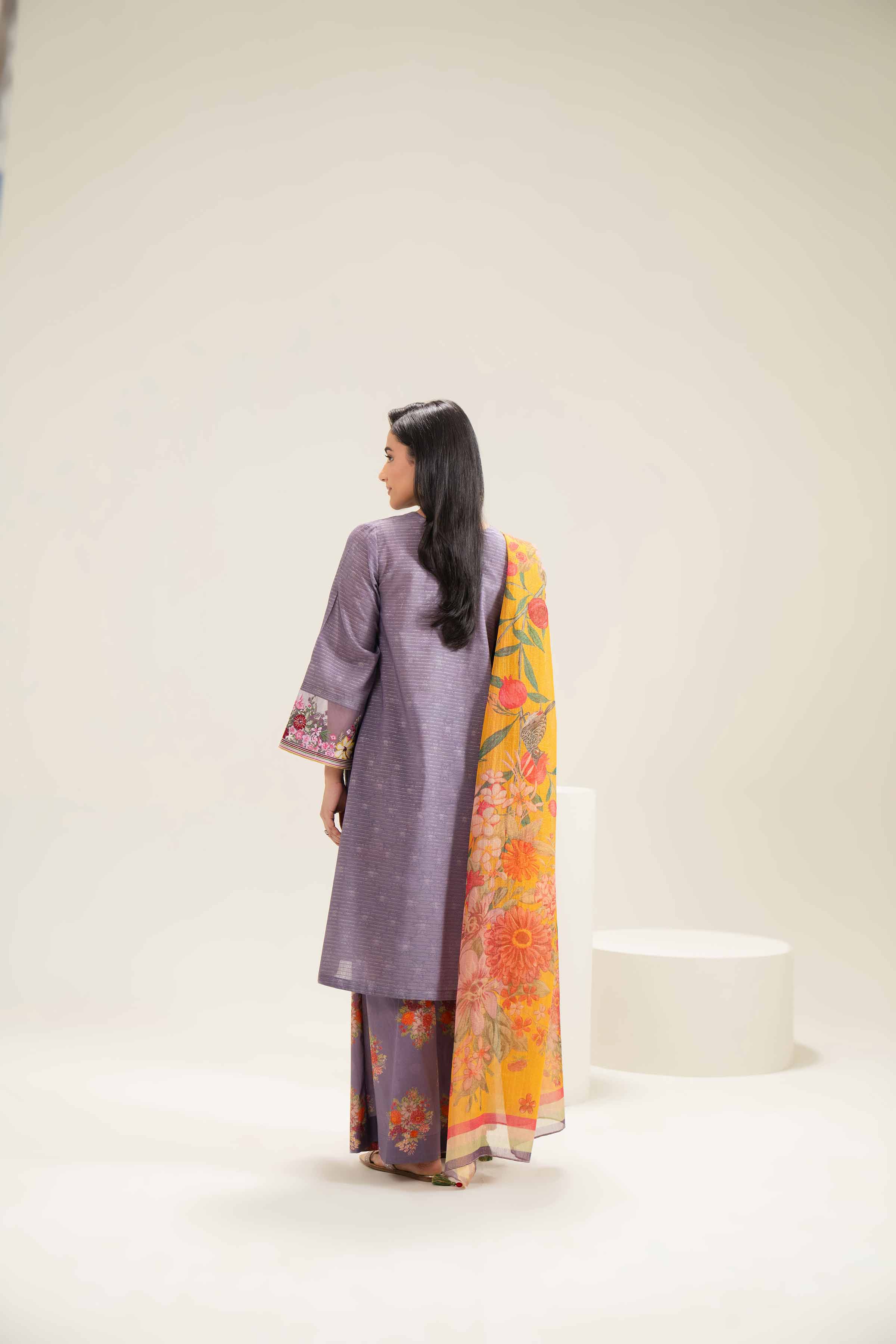 3 Piece - Printed Embroidered Suit - PE25-473