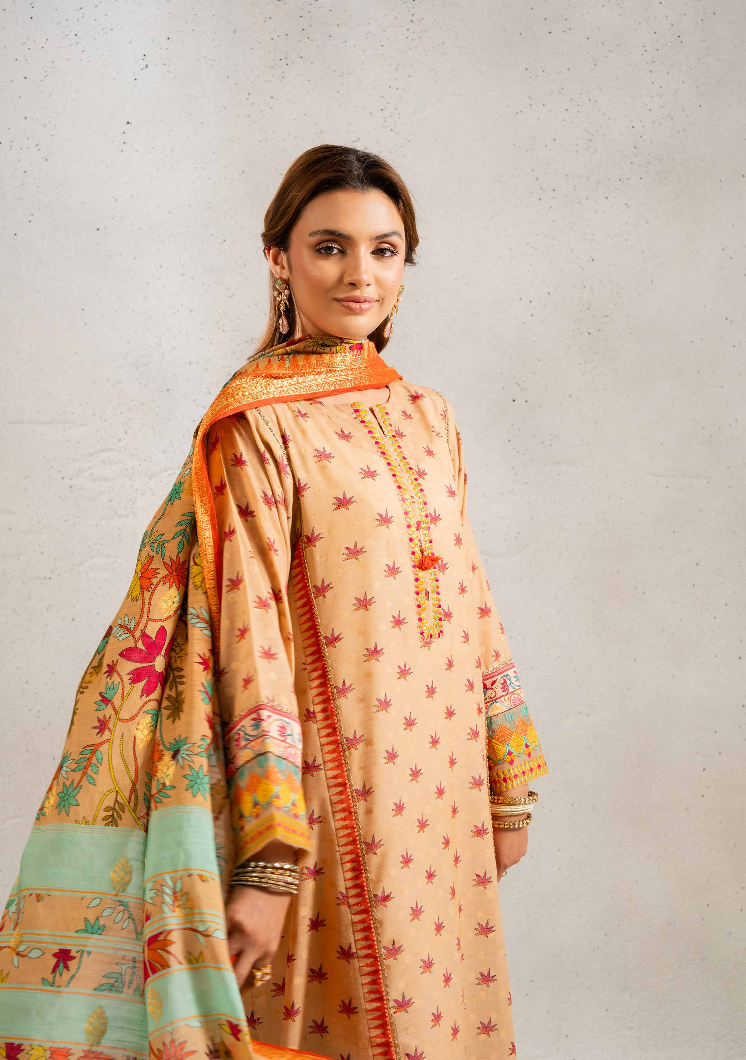 2 Piece - Printed Embroidered Suit - PE25-84