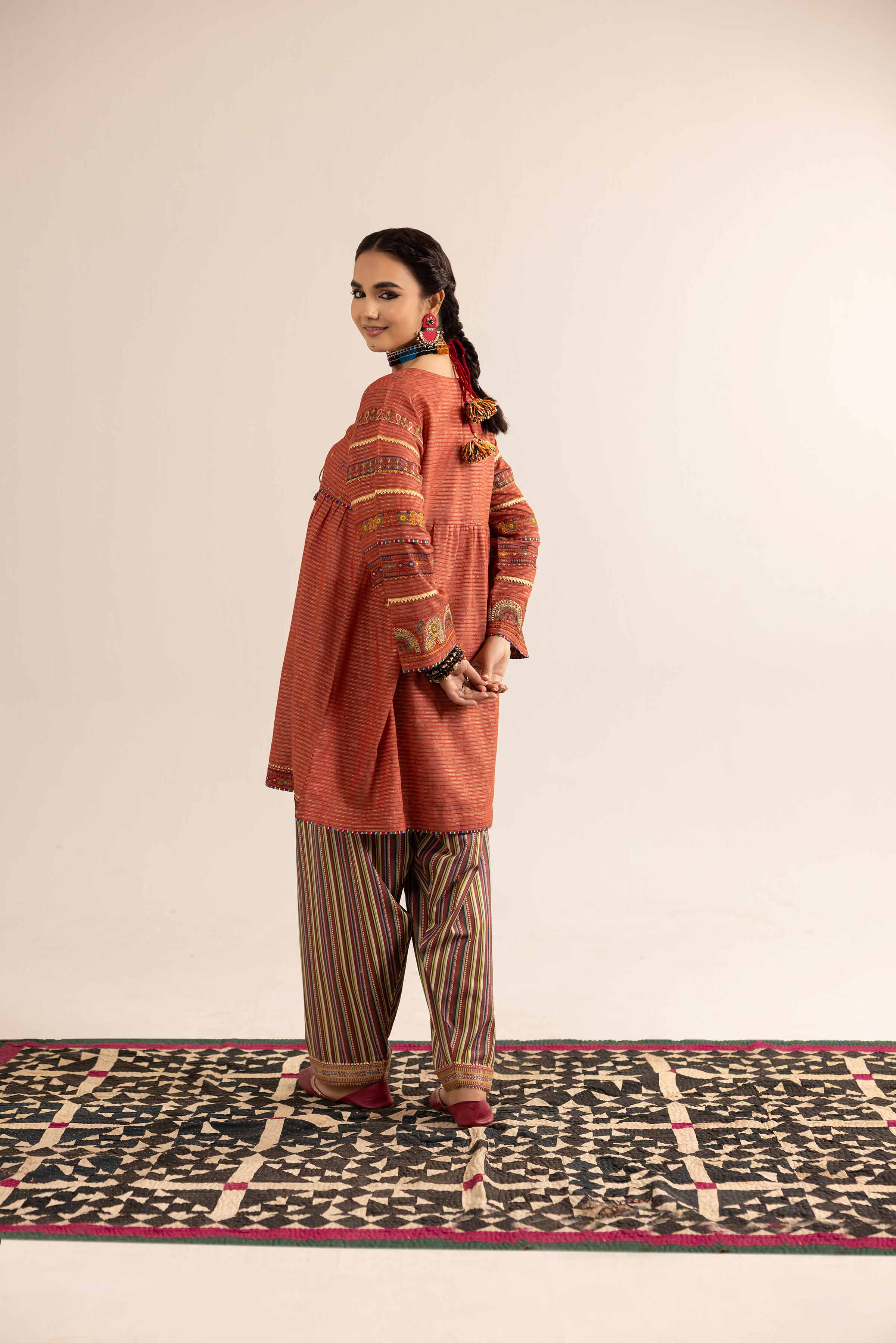 2 Piece - Printed Embroidered Suit - PE25-95