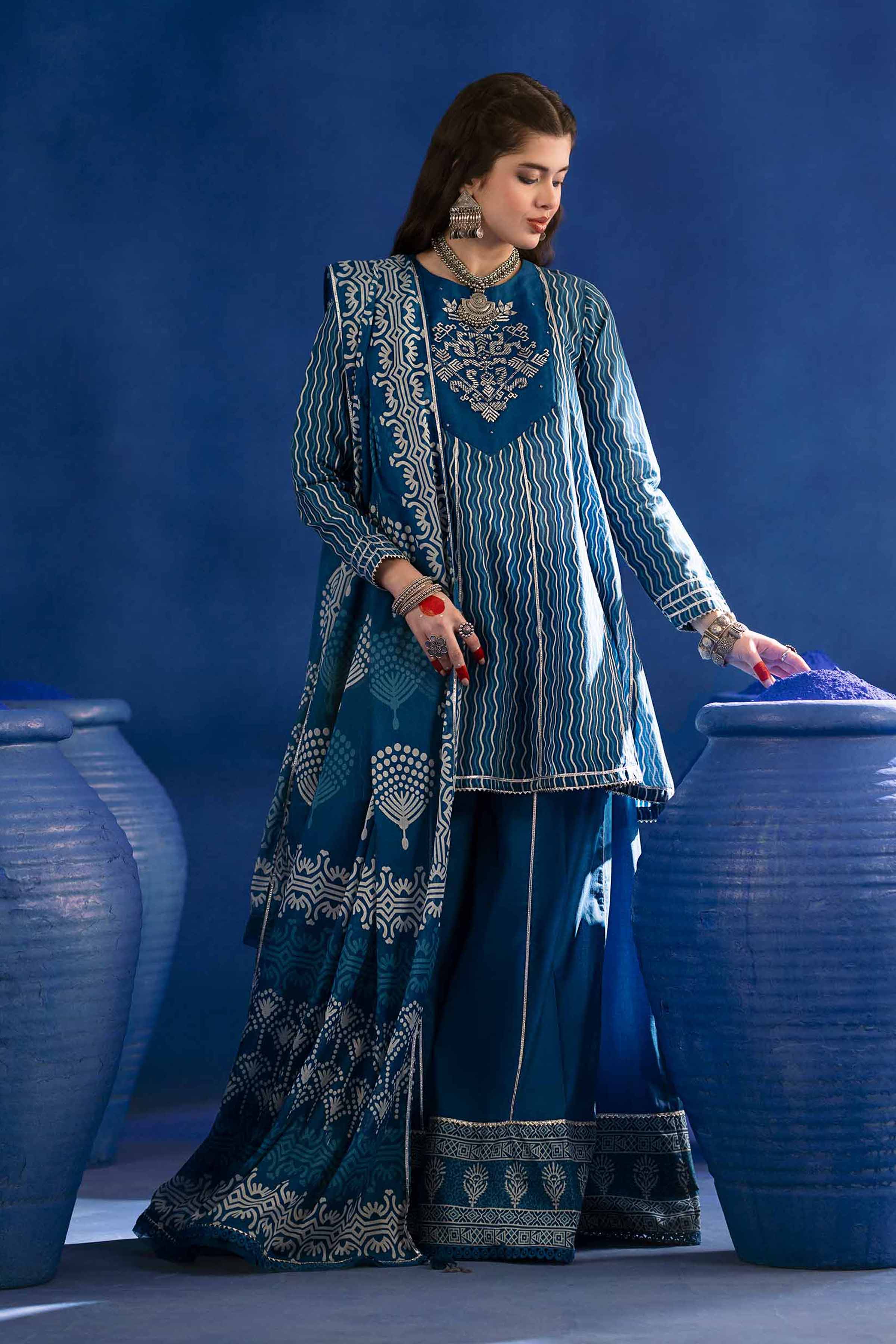 3 Piece - Printed Embroidered Suit - PE25-96