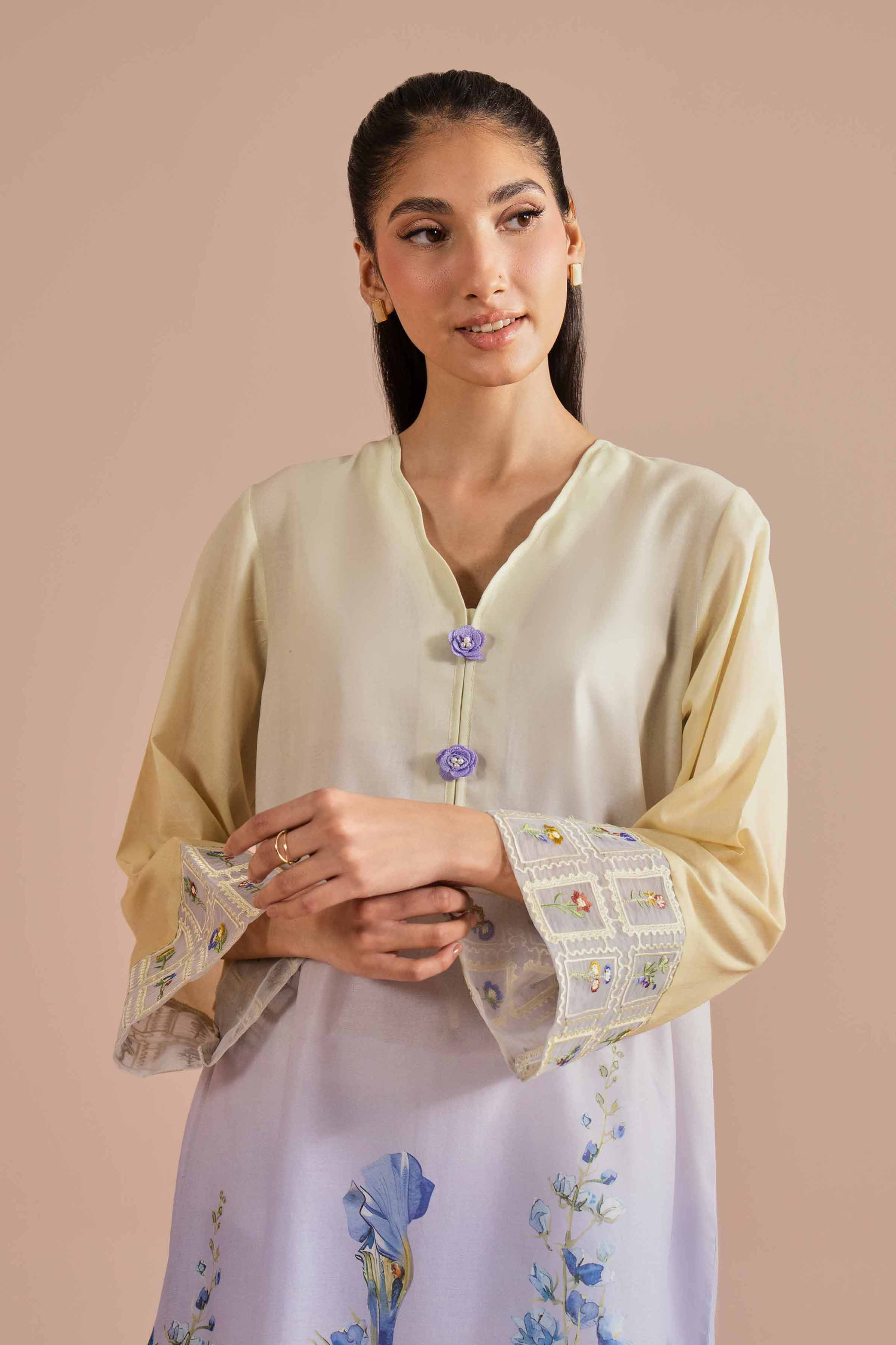 Printed Embroidered Shirt - PE26-02 NishatUAE Yellow Lawn 1PC Embroidered Ready To Wear