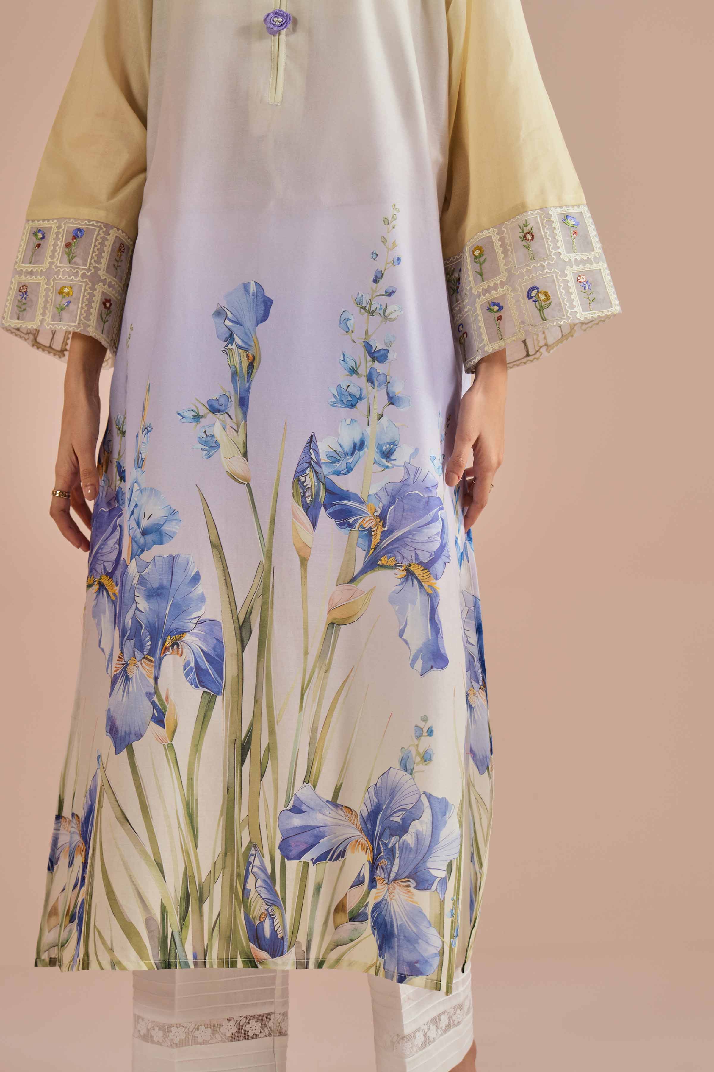 Printed Embroidered Shirt - PE26-02 NishatUAE Yellow Lawn 1PC Embroidered Ready To Wear