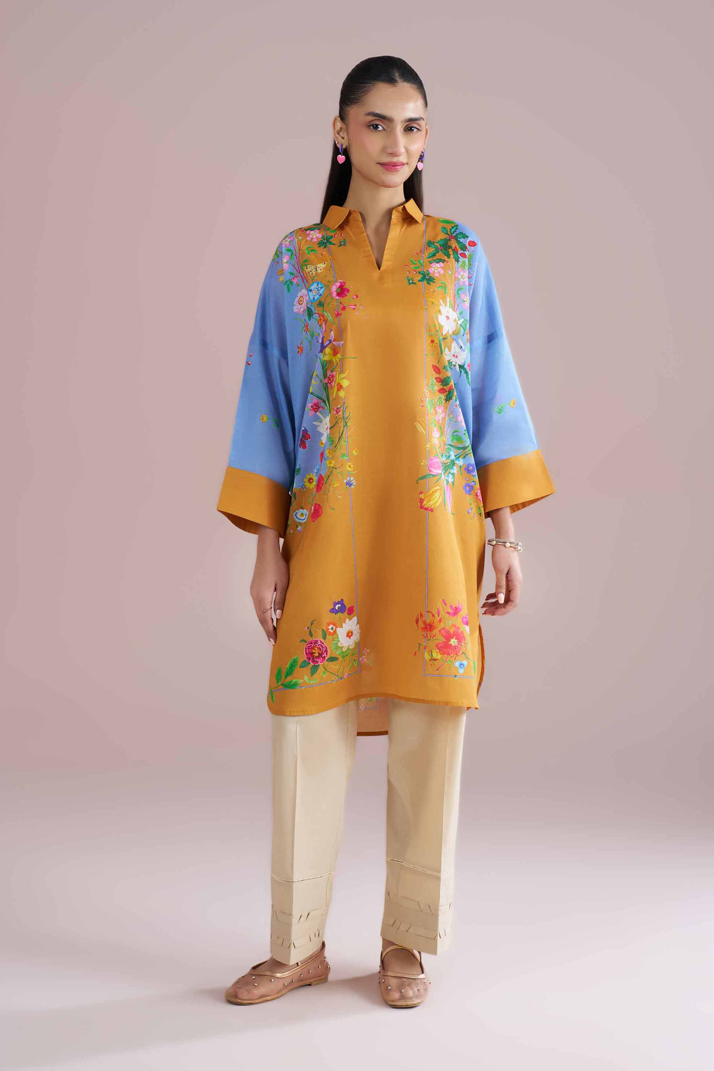 Printed Tunic - PE26-101 Yellow Lawn 1PC Printed READY TO WEAR
