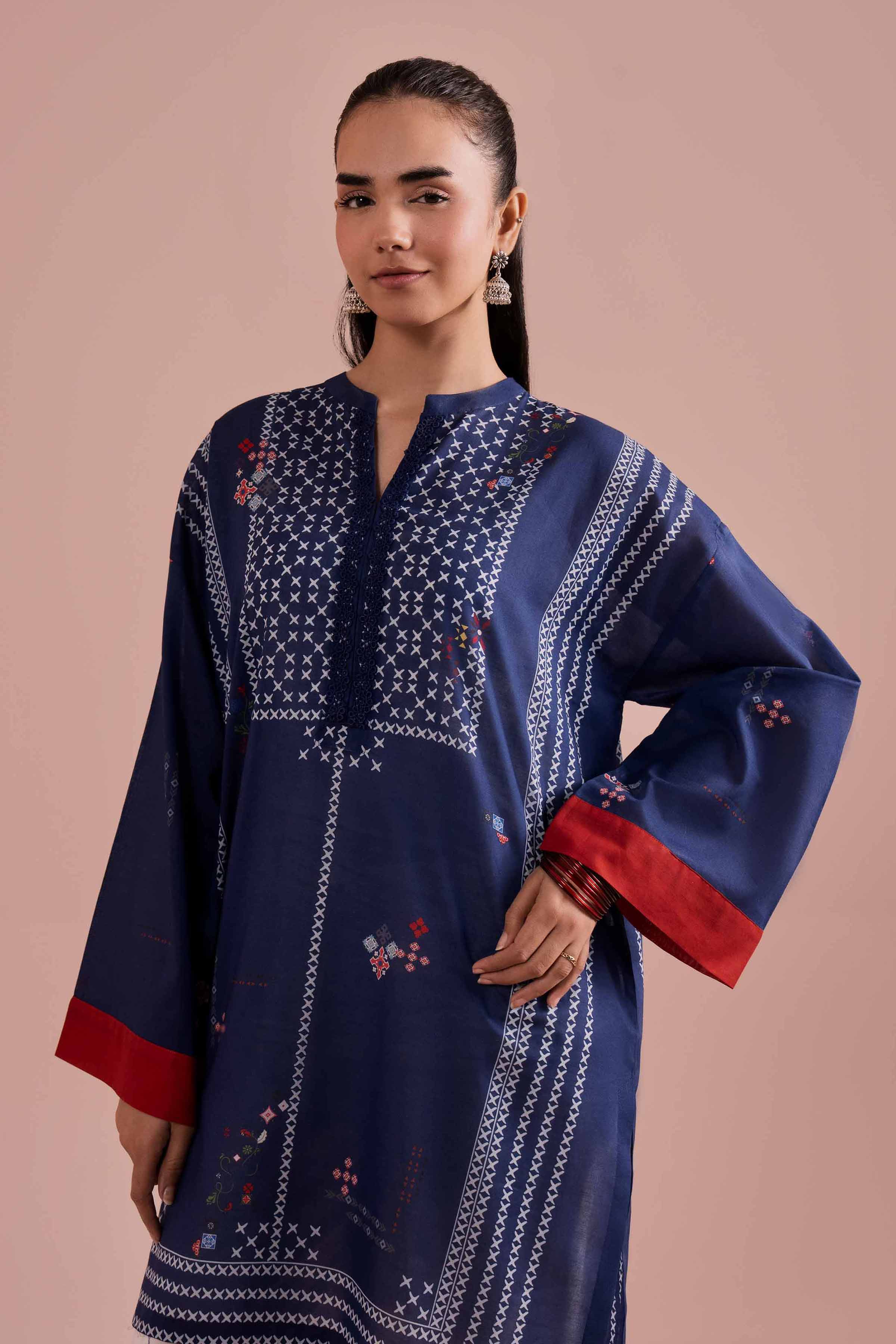 Printed Tunic - PE26-102 Blue Lawn 1PC Printed READY TO WEAR